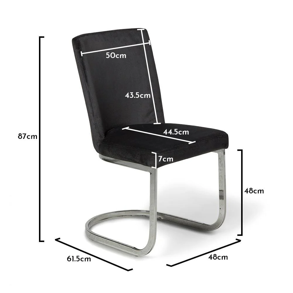 Outlet - Lola Black Dining Chairs - Set of 2 - Chrome Legs - Image 10