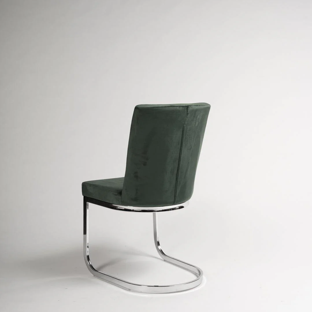 Outlet - Lola Dining Chairs - Set of 2 - Green & Chrome - Image 8