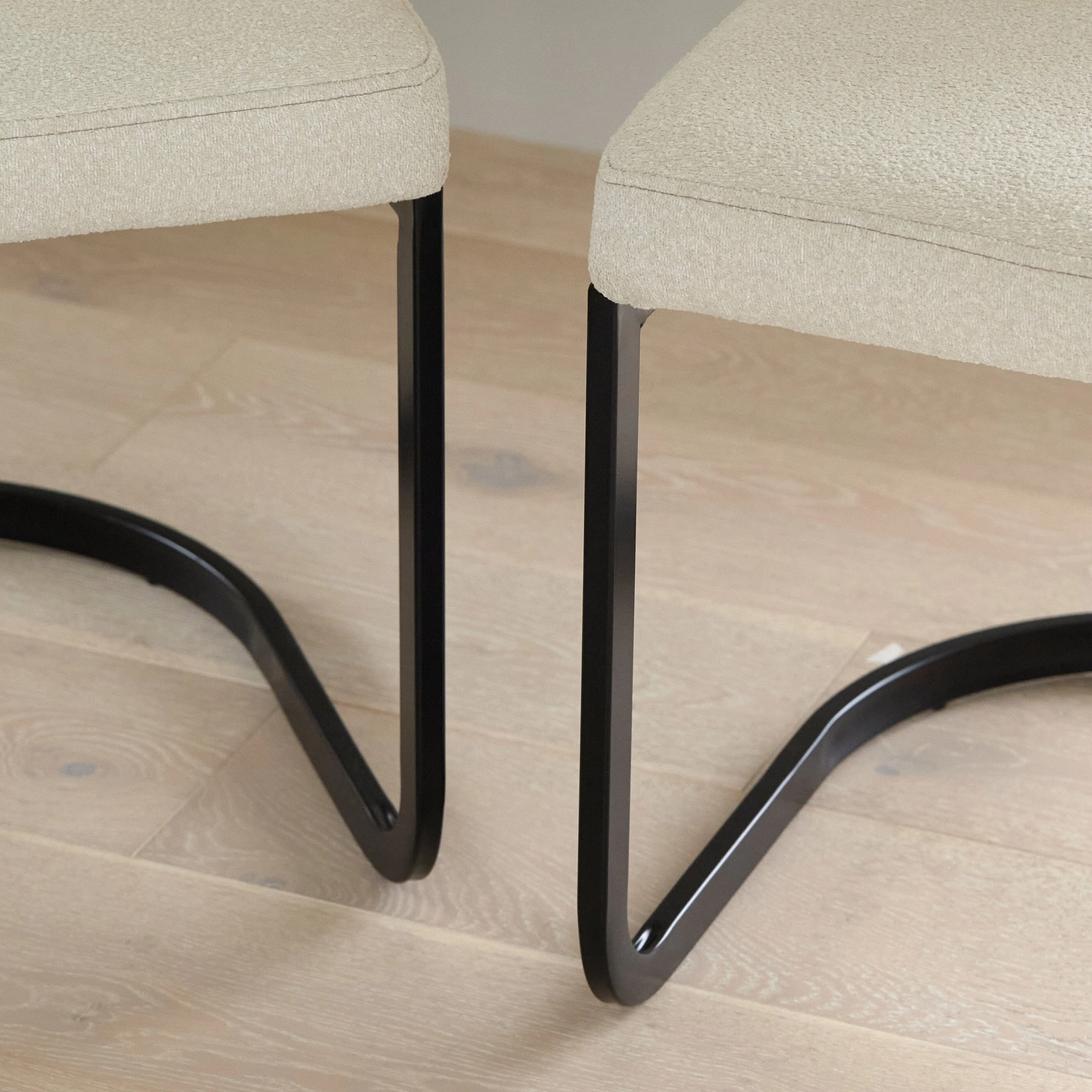 Outlet - Lola Light Beige Boucle Dining Chairs - Set of 2 - Black Legs - Image 5