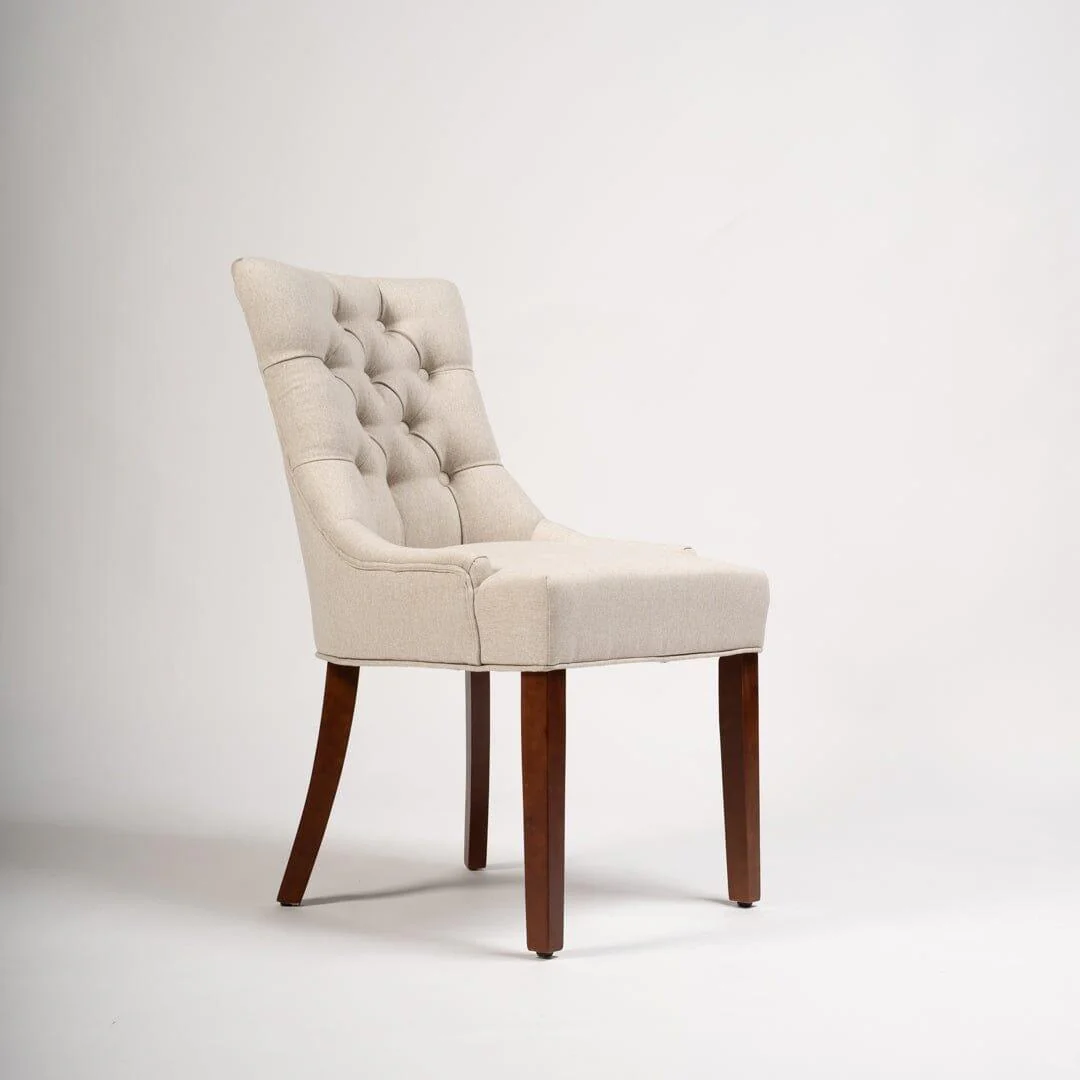 Outlet - Louis dining chairs - set of 2 - oatmeal and dark wood - Image 2