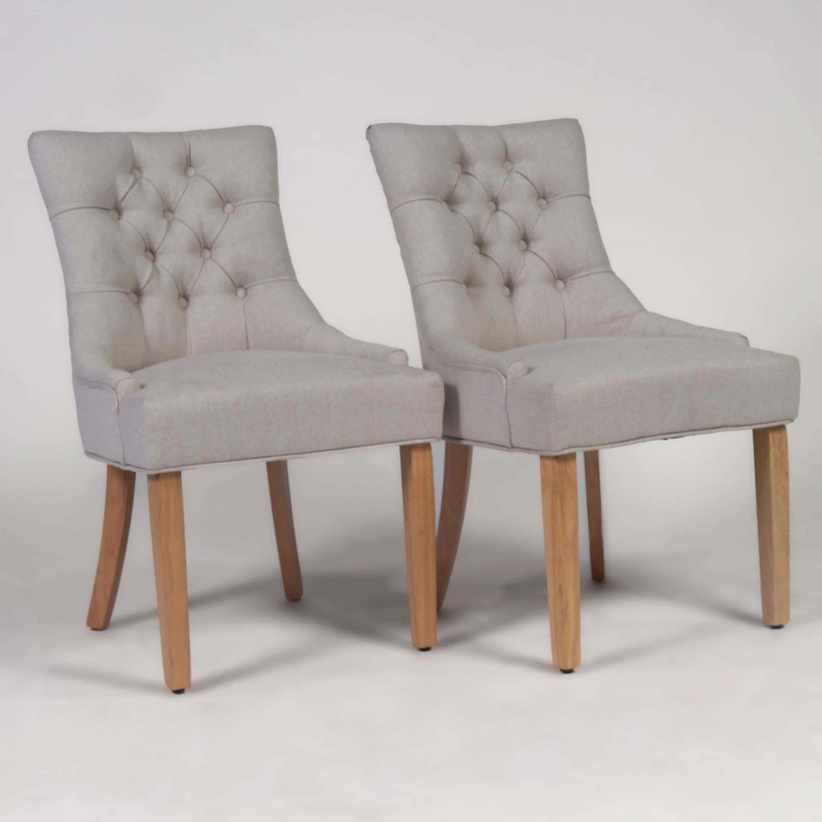 Outlet - Louis Dining Chairs - Set of 2 - Oatmeal & Light Wood
