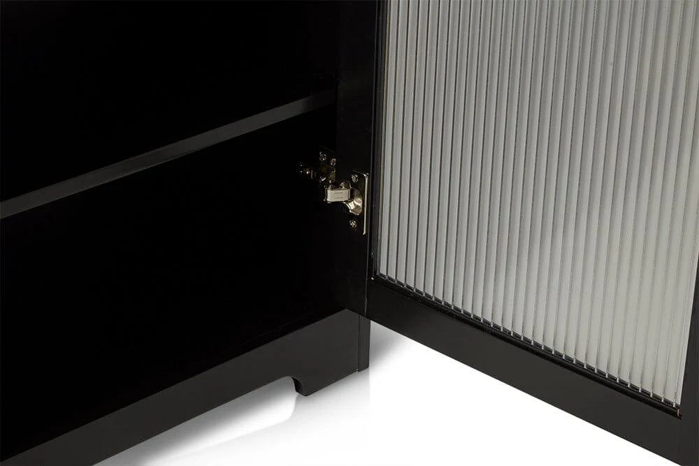 Lua 2 Door Large Sideboard - Noir Black with Fluted Glass - Image 8