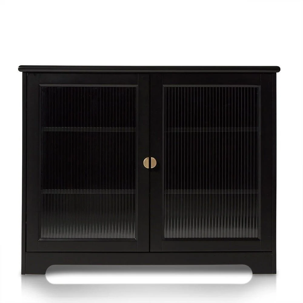 Lua 2 Door Small Sideboard - Noir Black with Glass Door - Image 10