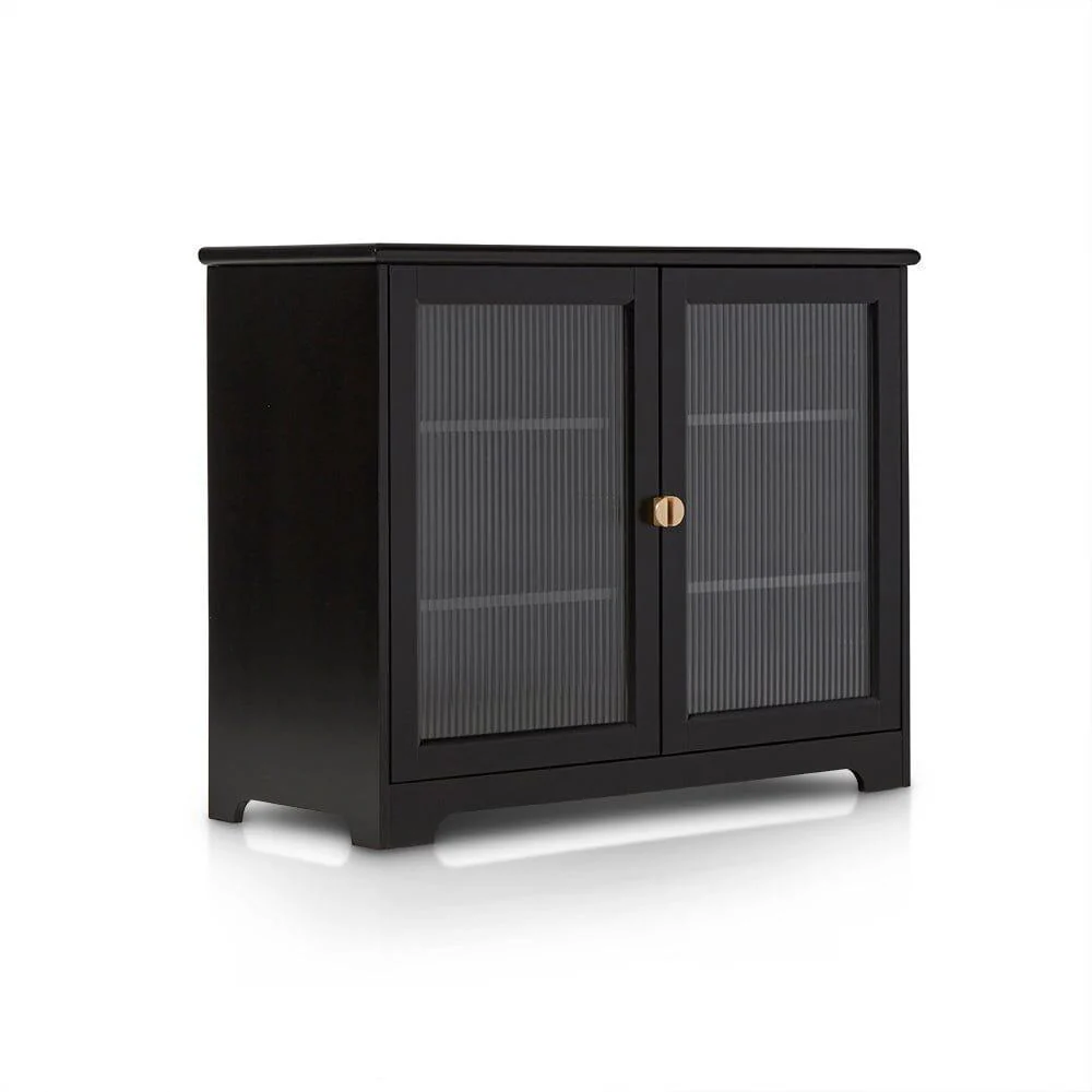 Lua 2 Door Small Sideboard - Noir Black with Glass Door - Image 9