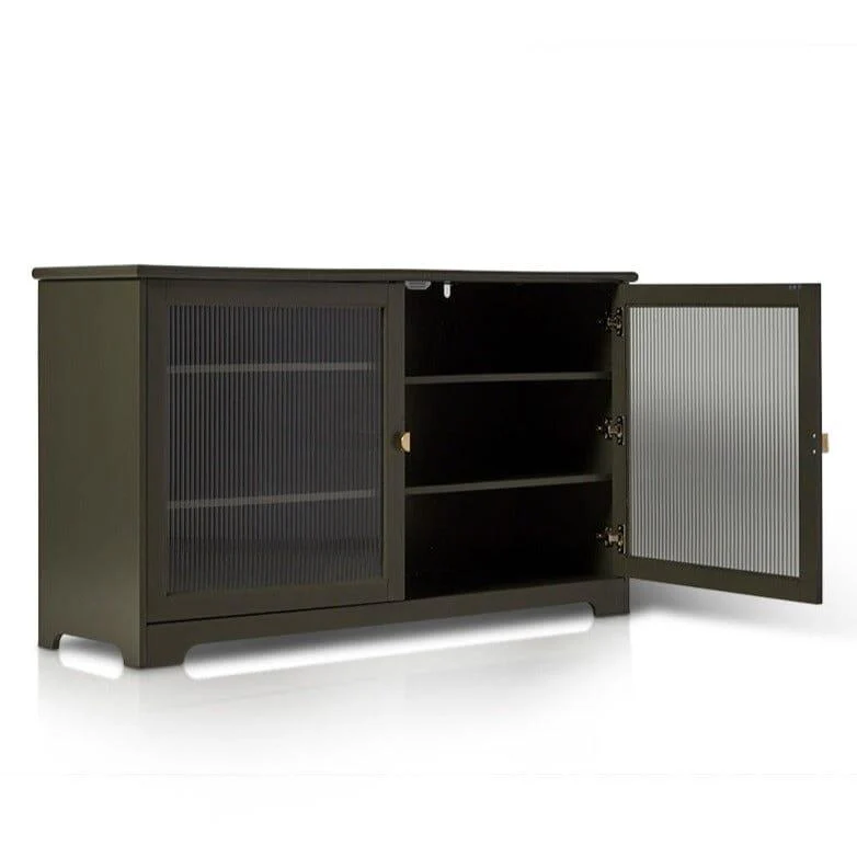 Outlet - Lua Large 2 Door Sideboard in Fir Green with Fluted Glass - Image 9