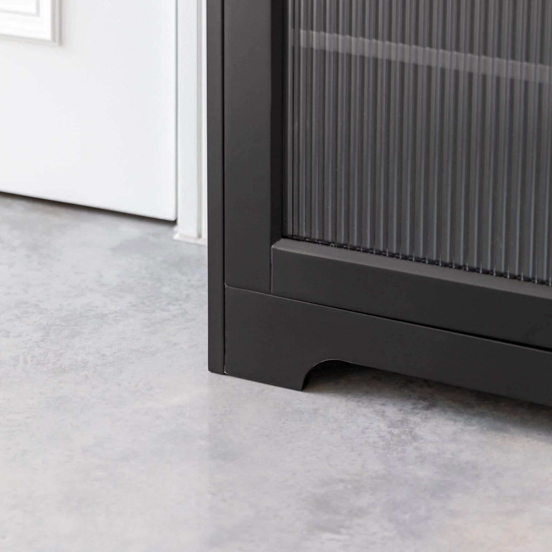 Outlet - Lua Narrow 2 Door Sideboard In Noir Black With Fluted Glass - Image 8