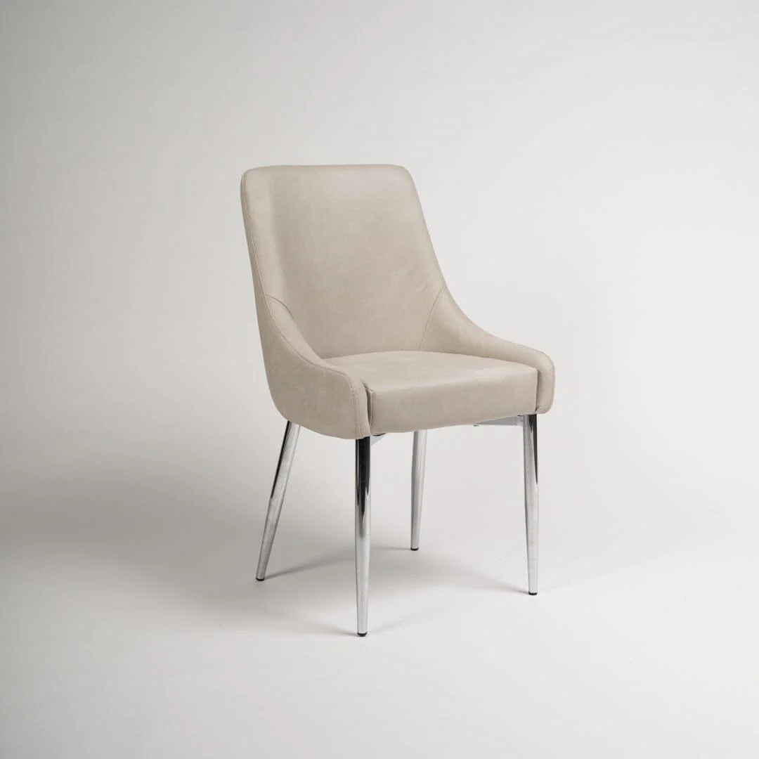 Outlet - Maeve Dining Chairs - Set of 2 - Stone & Chrome - Image 2