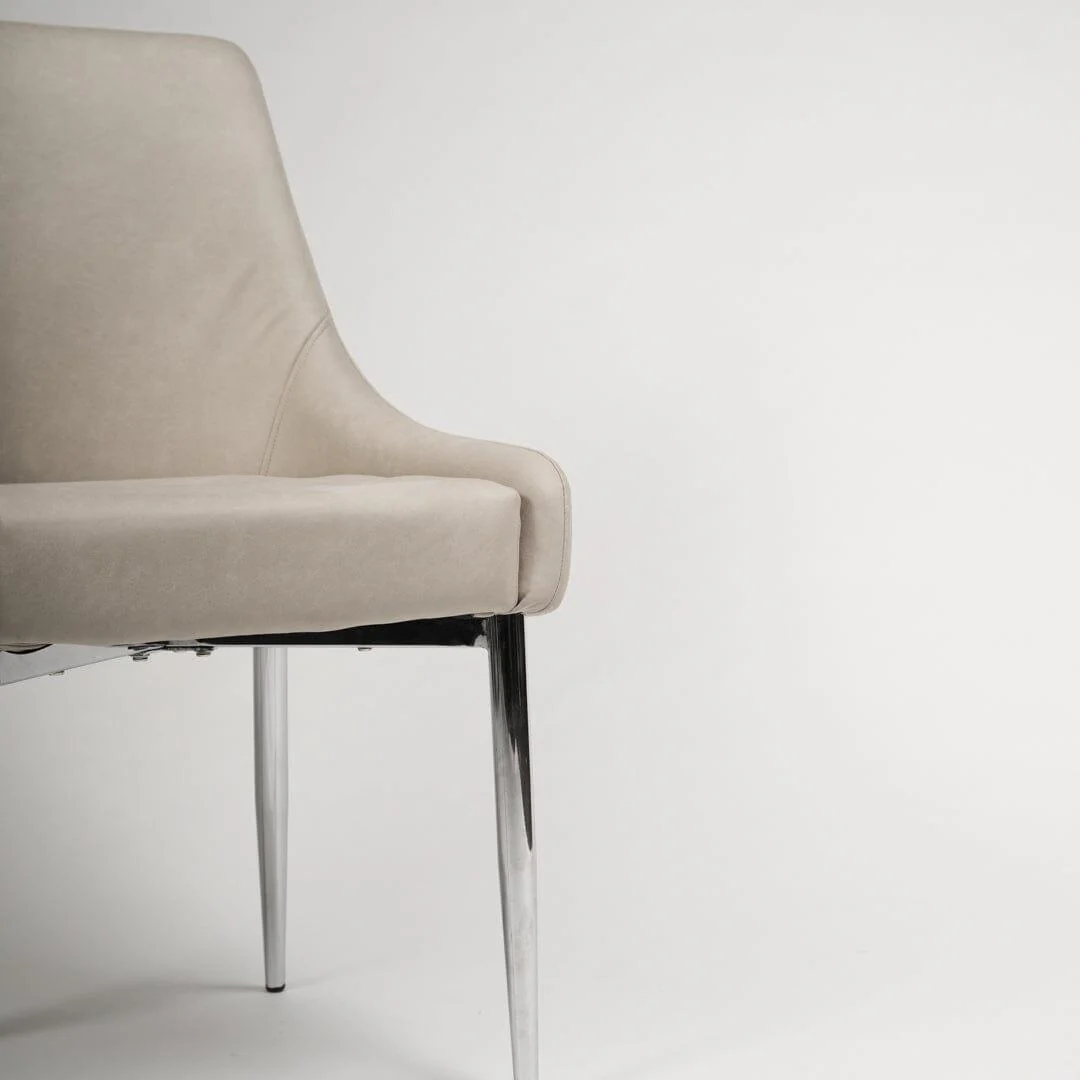 Outlet - Maeve Dining Chairs - Set of 2 - Stone & Chrome - Image 4