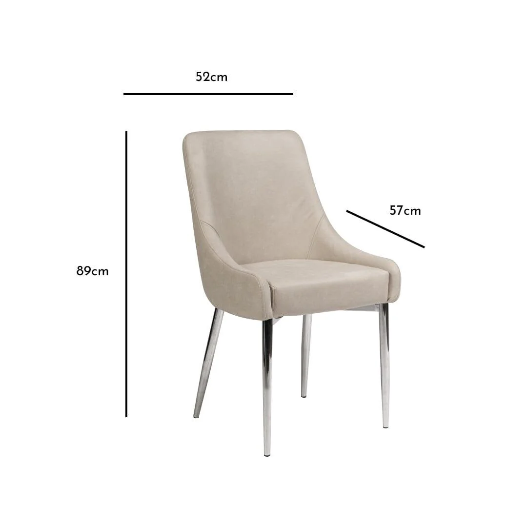 Outlet - Maeve Dining Chairs - Set of 2 - Stone & Chrome - Image 6