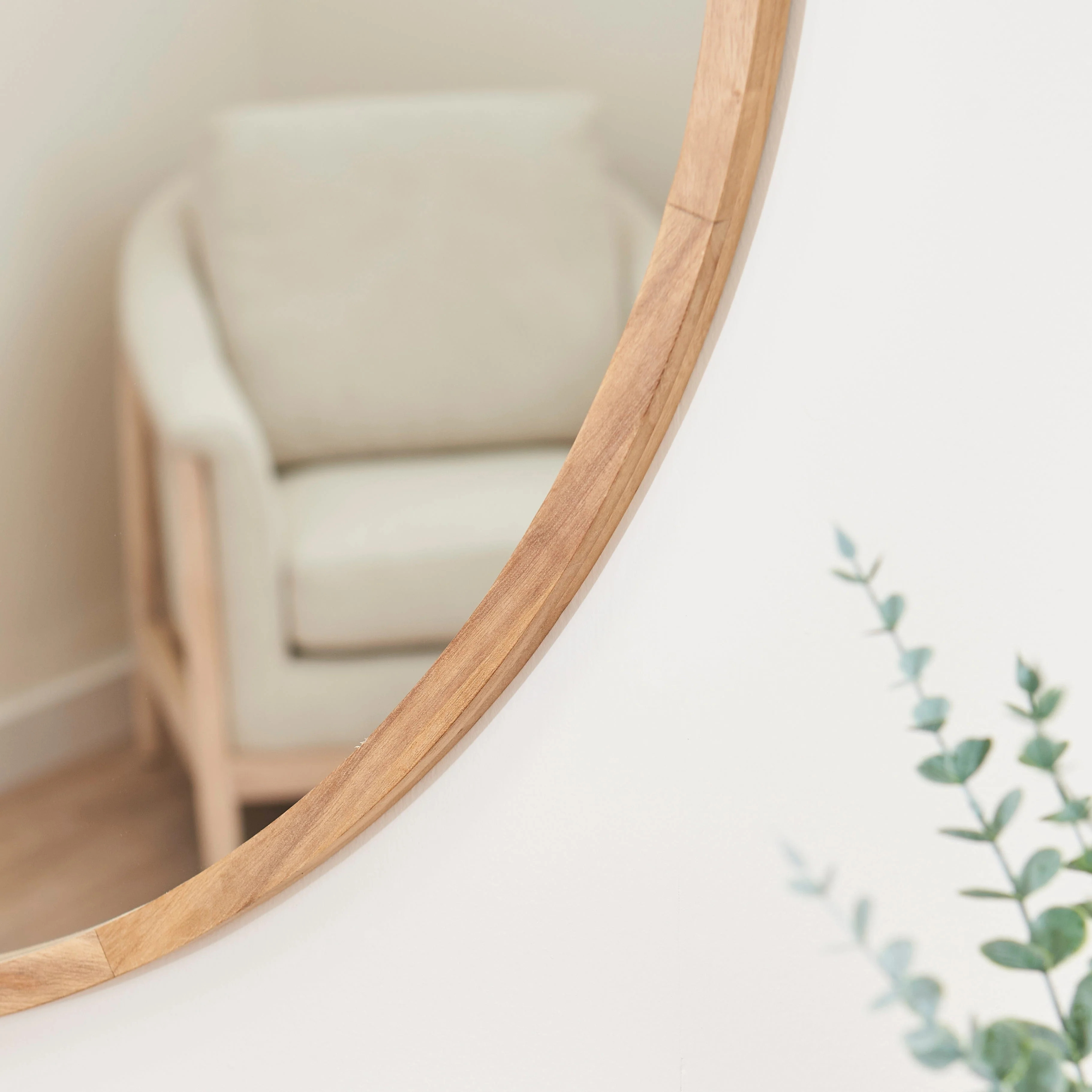 Outlet - Marbury 100cm Round Wooden Mirror - Natural - Image 4