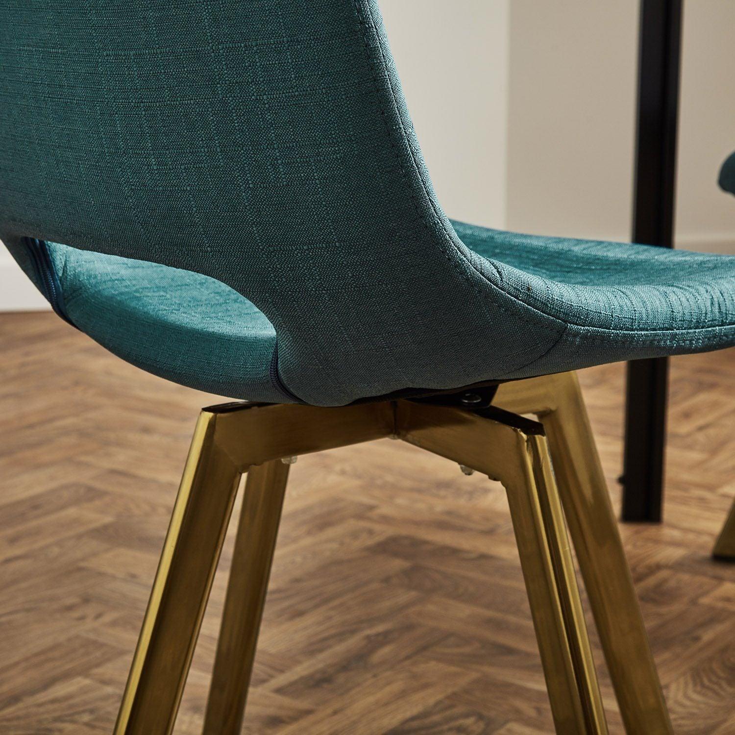 Outlet - Margot Dining Chairs - Set of 2 - Teal & Brass - Image 4