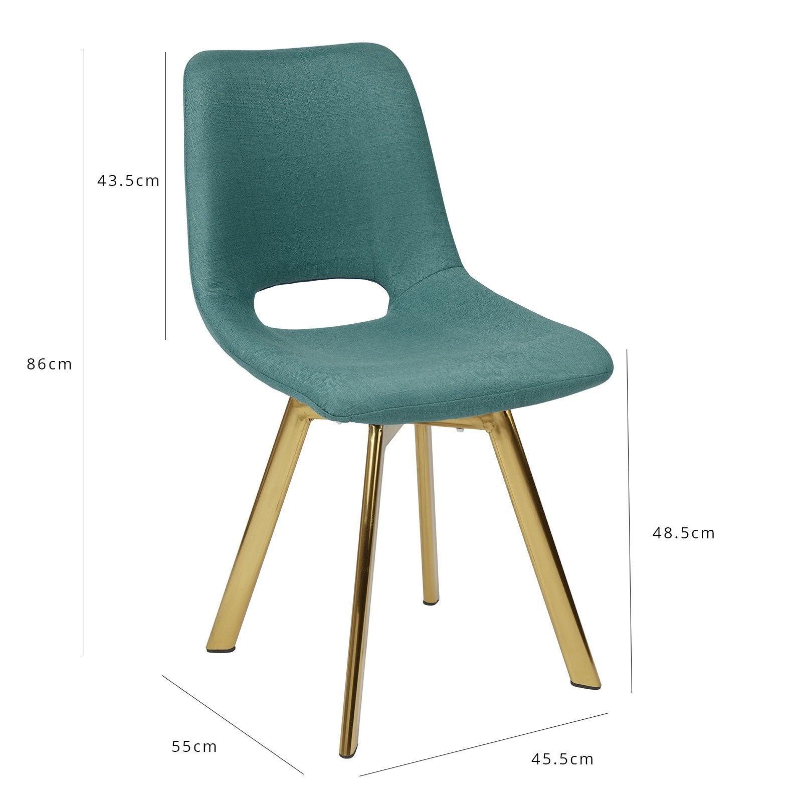 Outlet - Margot Dining Chairs - Set of 2 - Teal & Brass - Image 9