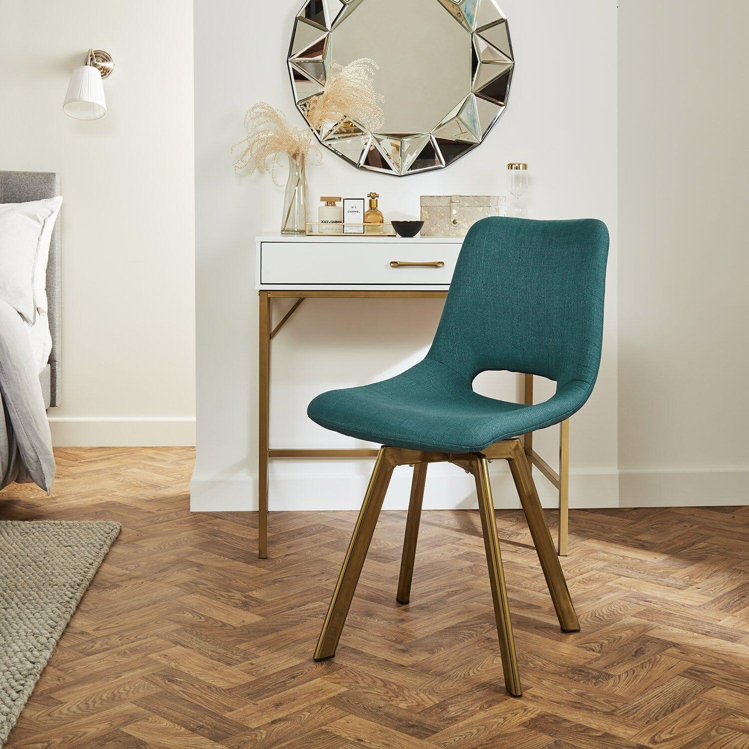 Outlet - Margot office chair - teal and brass