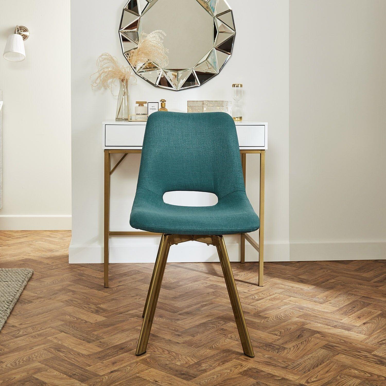 Outlet - Margot office chair - teal and brass - Image 2
