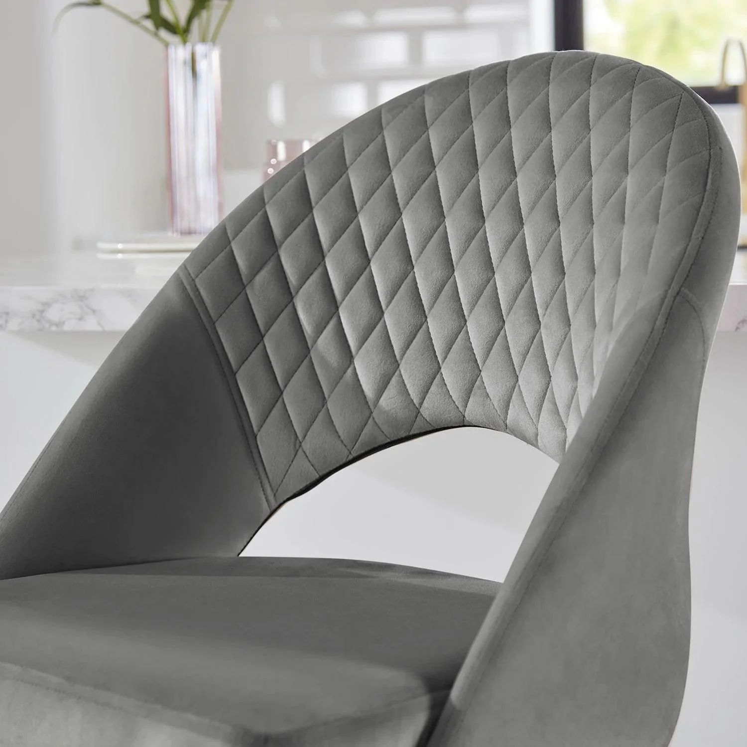 Outlet - Marilyn Bar Stool - Grey Velvet - Image 3