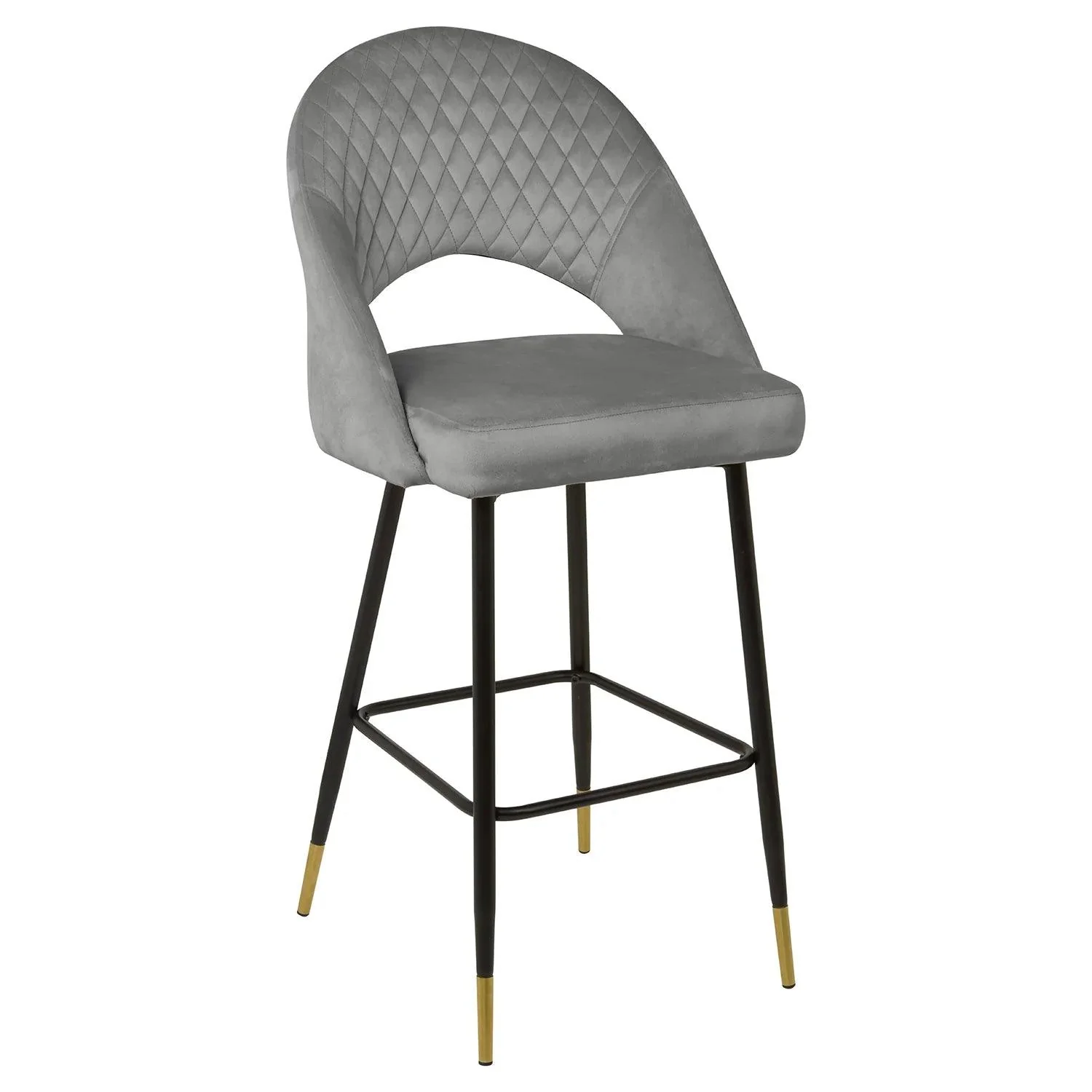 Outlet - Marilyn Bar Stool - Grey Velvet - Image 5