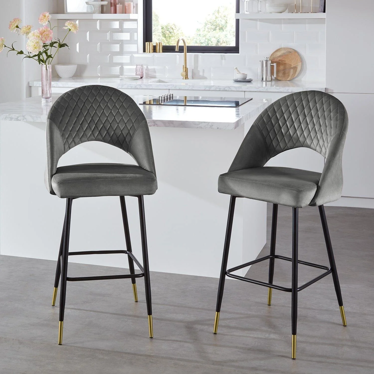 Outlet - Marilyn dining chairs - set of 2 - grey velvet