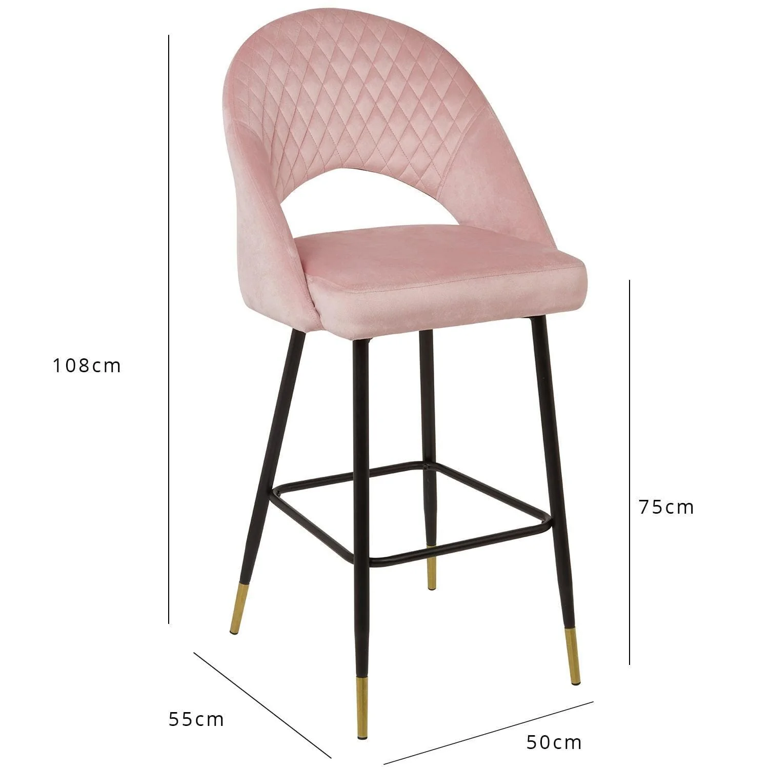 Outlet - Marilyn Bar Stool - Set of 2 - Pink Velvet - Image 6