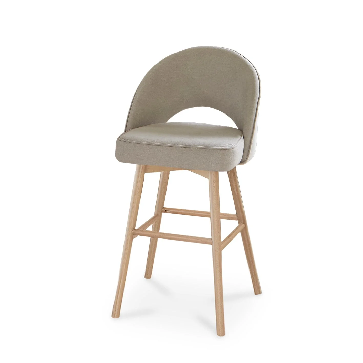 Marilyn Soft Beige Bar Stool - Whitewash Oak Legs - Image 4