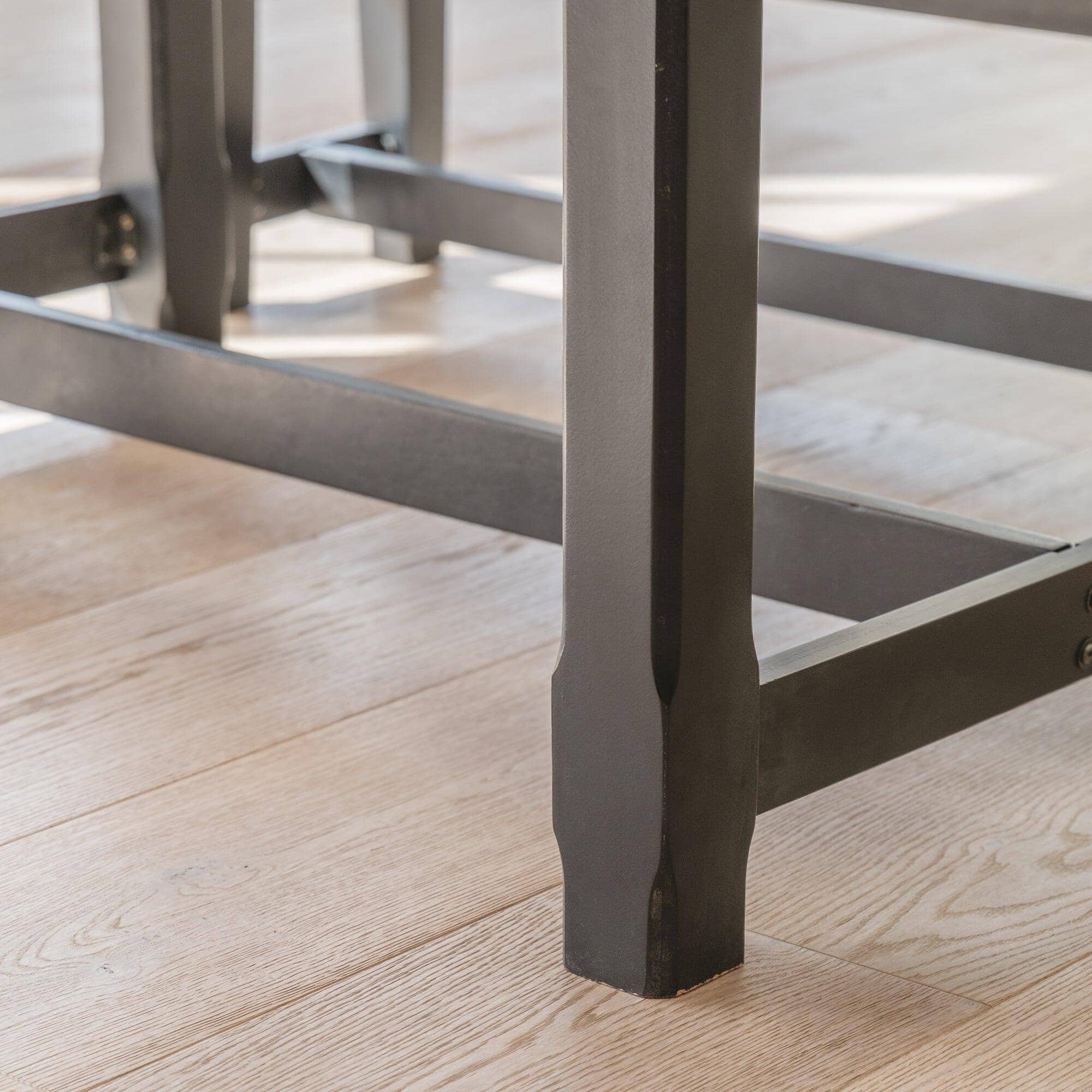 Matilda Chalked Mango Wood Dining Table Set - 2 x Matilda Benches - Black - Image 6