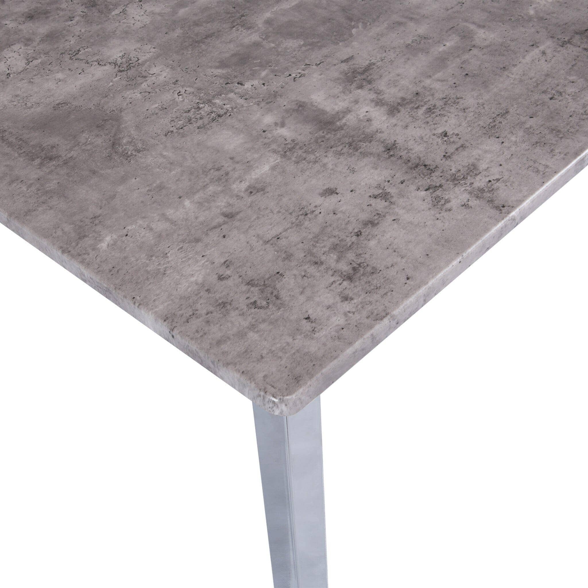 Outlet - Milo Concrete Effect Dining Table - 4 Seater - With Chrome Legs - Image 2