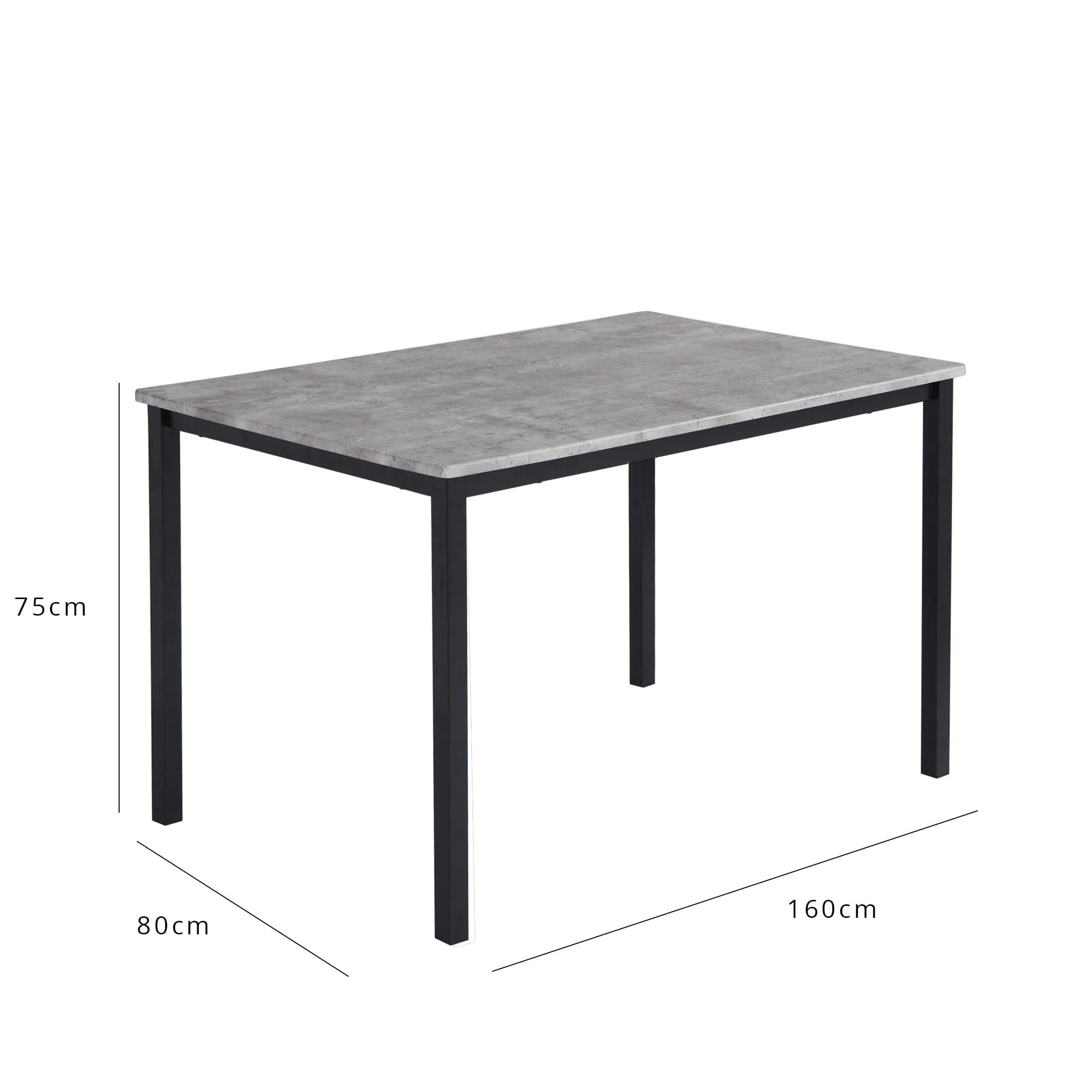 Outlet - Milo Concrete Effect dining table - 6 seater - with black legs - Image 5