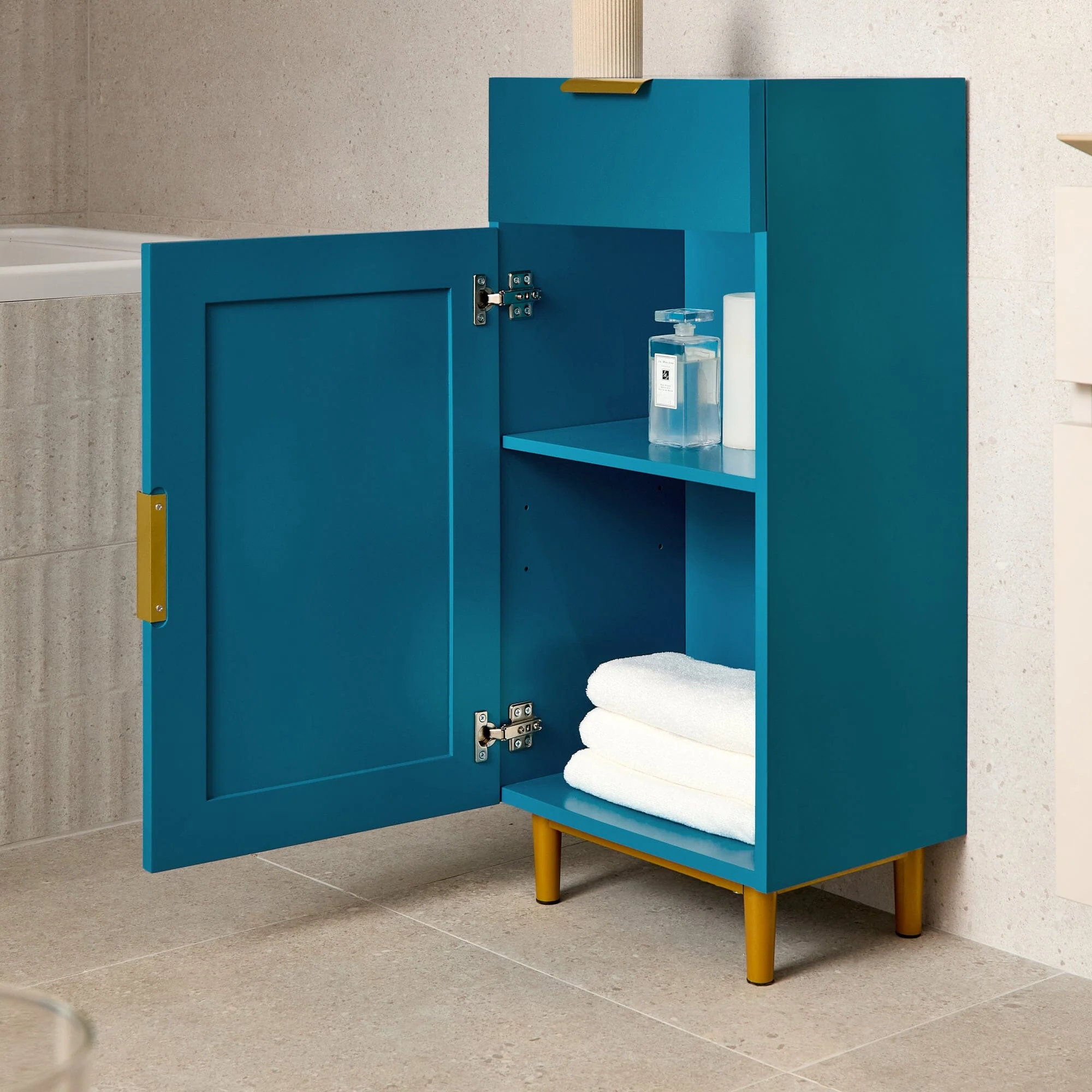 Outlet - Nami 40cm 1 Door 1 Drawer Storage Cabinet - Teal Blue - Image 3