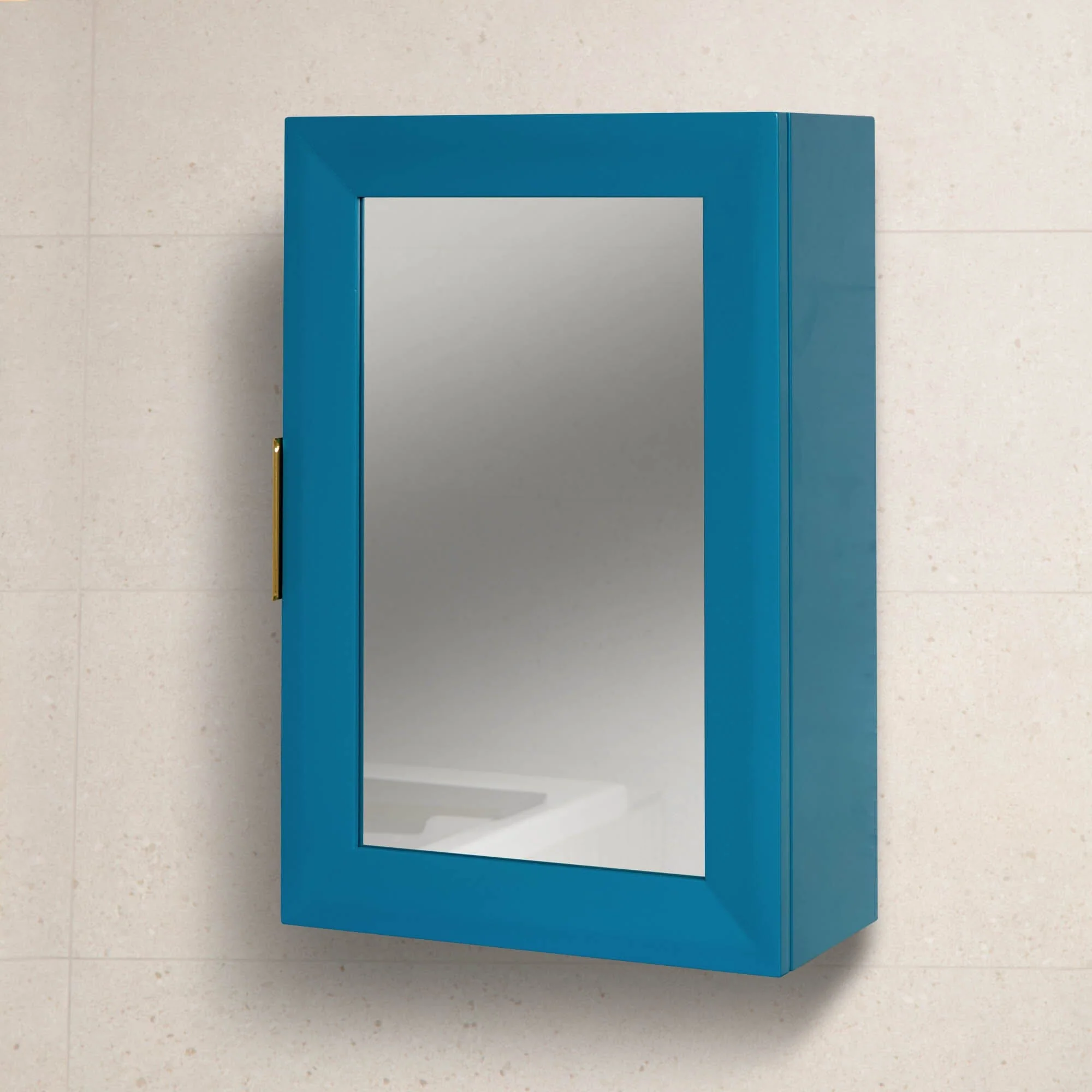 Outlet - Nami 40cm Wall Cabinet with Mirror - Teal Blue - Image 3
