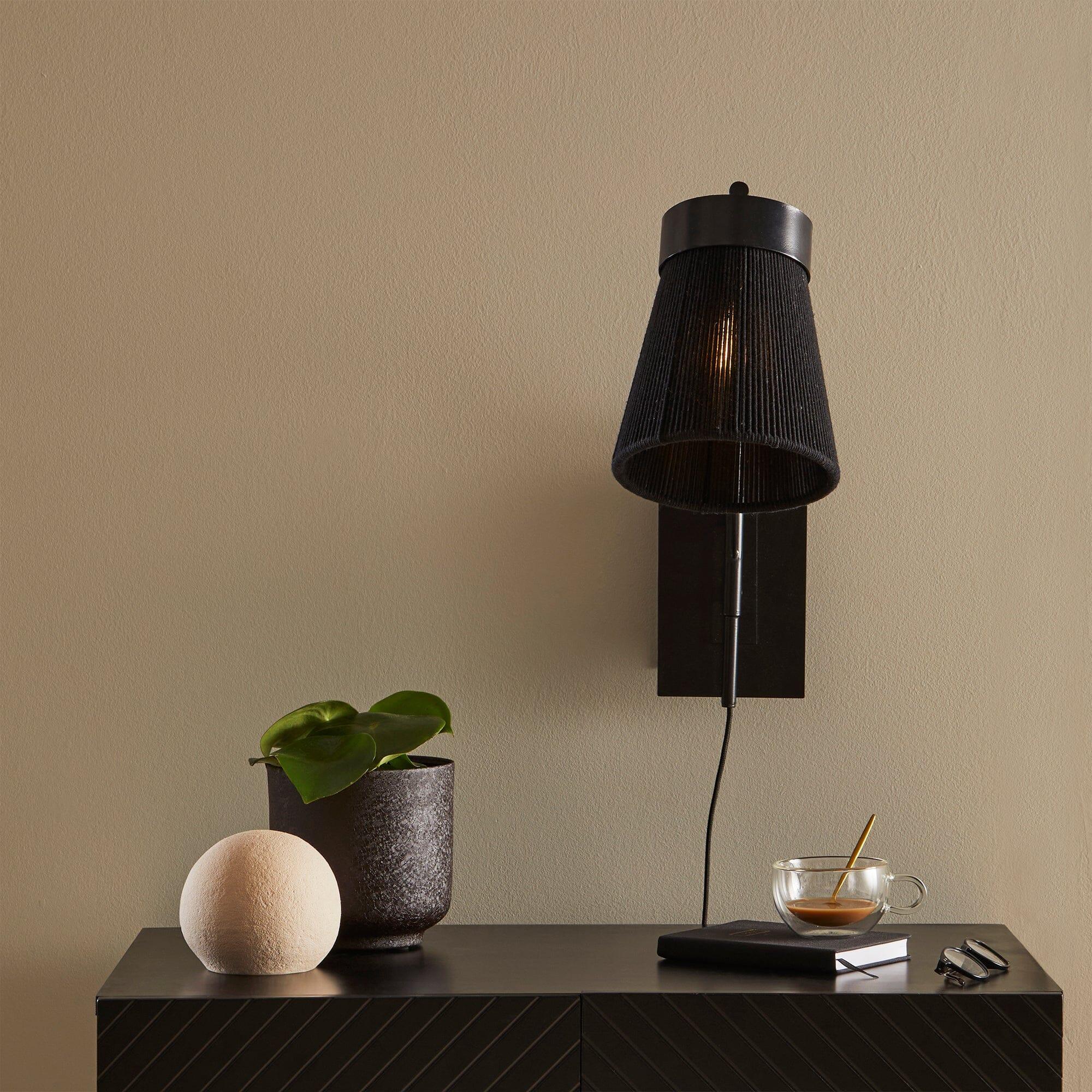 Outlet - Neri Black Cotton String Wall Light - Image 6