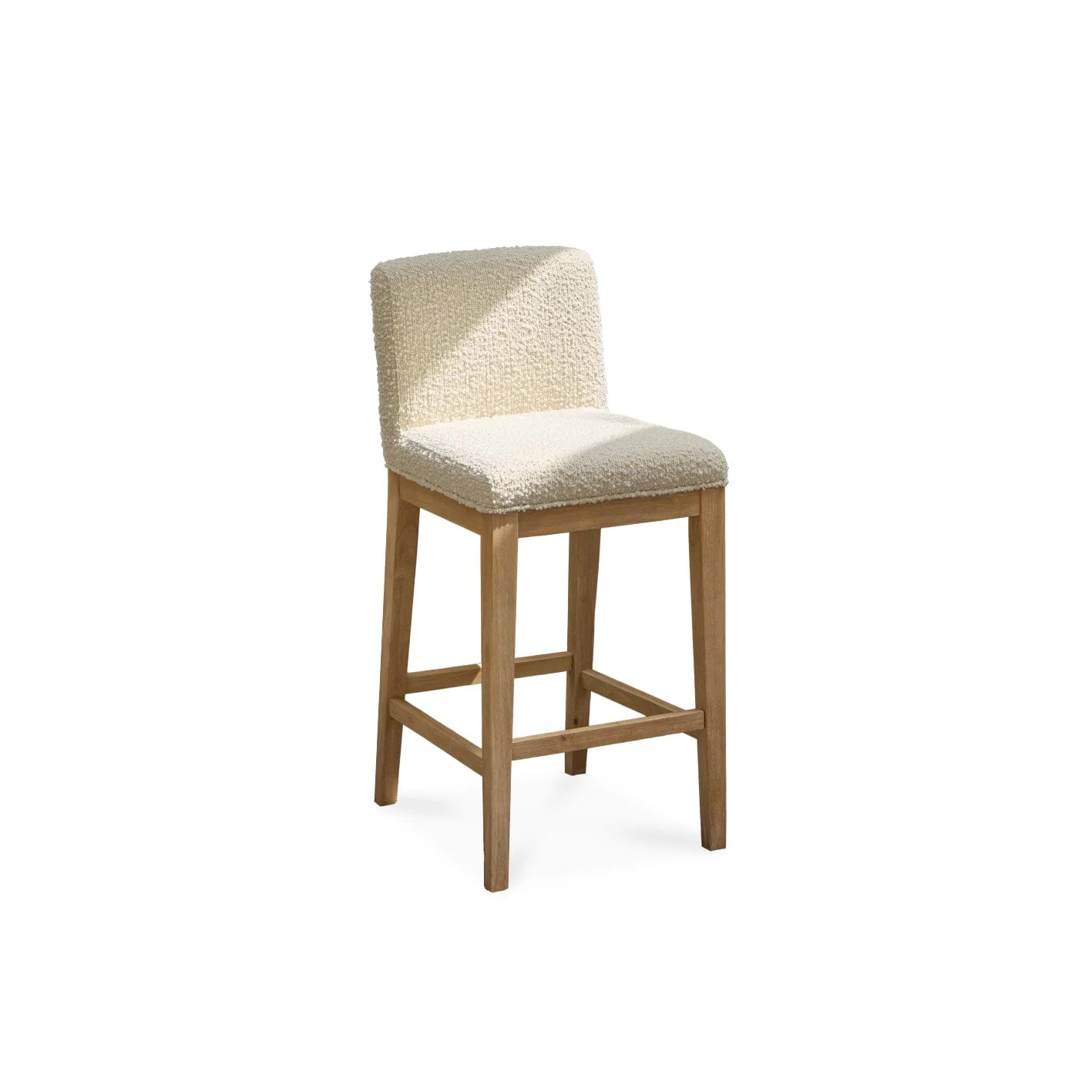 Outlet - Nolan Boucle Bar Stool - Whitewash Oak Legs - Image 8