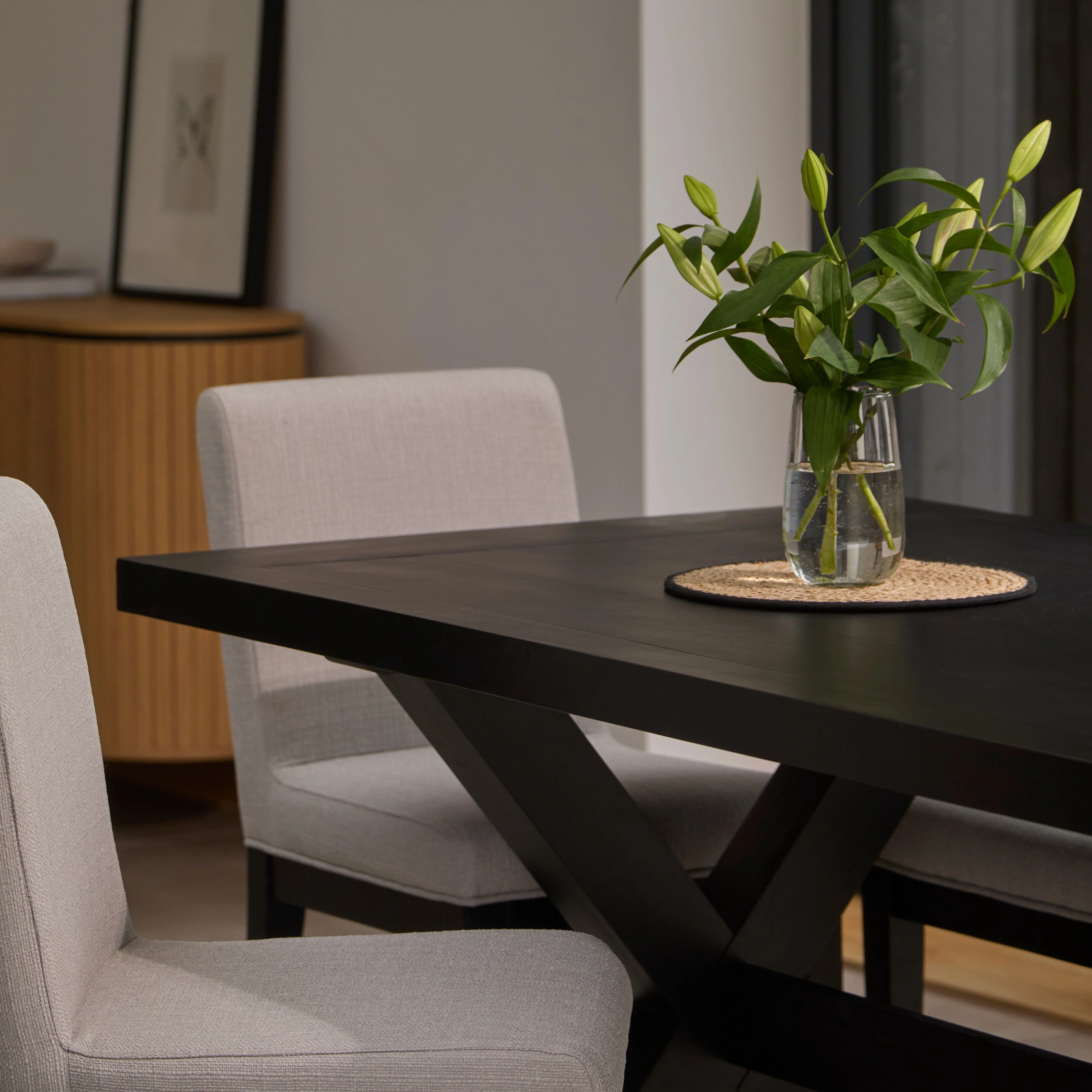 Nolan Boucle Dining Chairs - Set of 2 - Black Oak Legs - Image 6