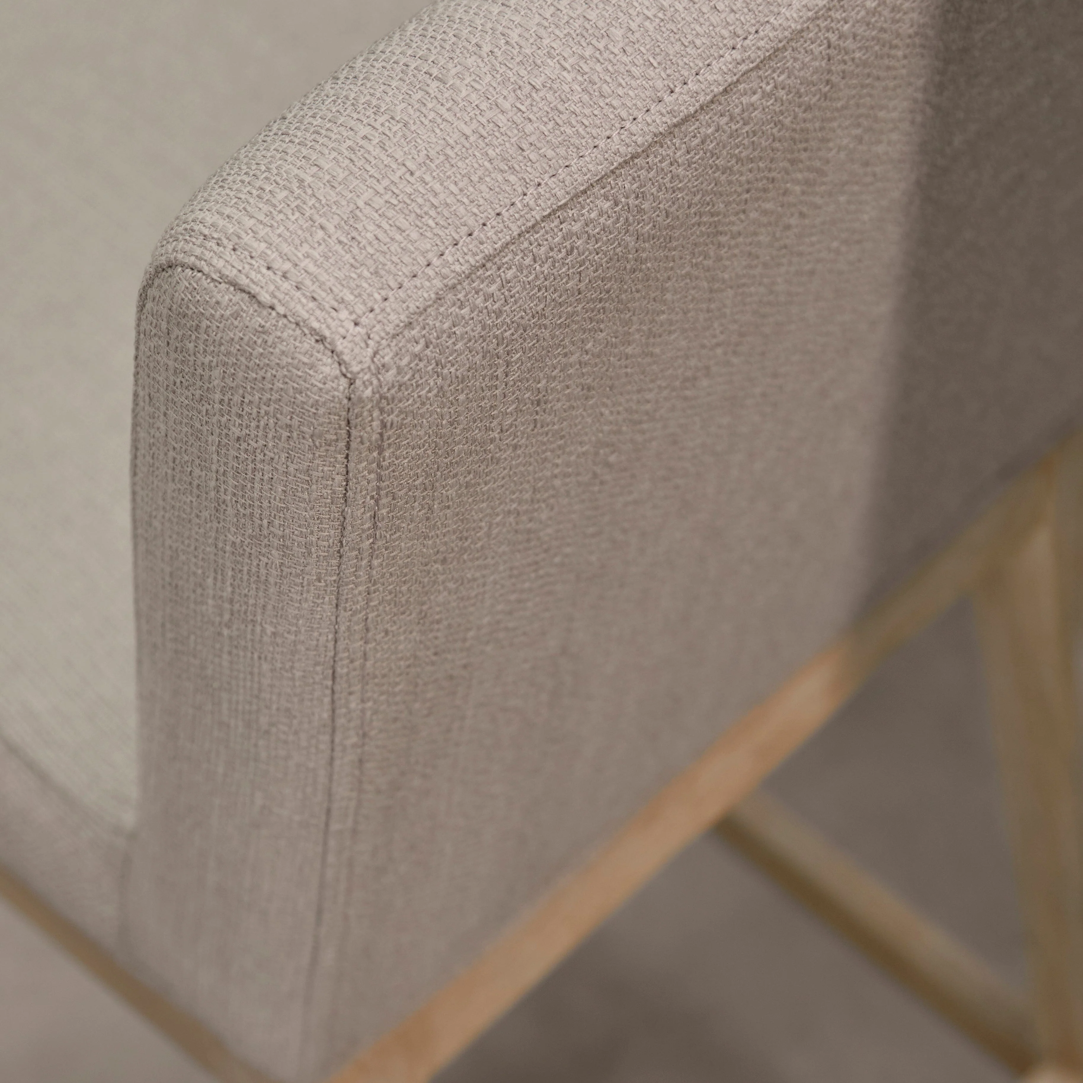 Outlet - Nolan Fawn Linen Bar Stool - Whitewash Oak Legs - Image 6