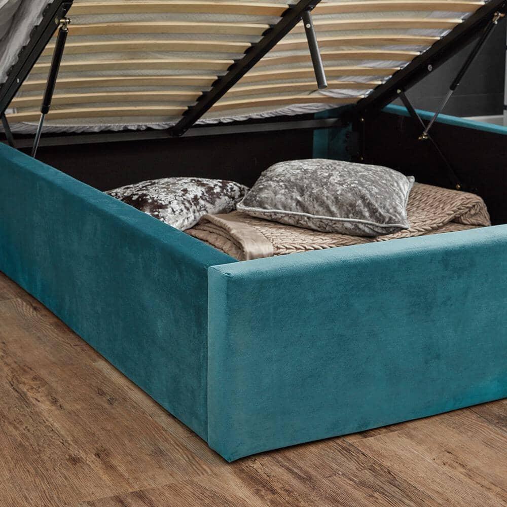 Outlet - Otto King Size Ottoman Bed - Teal Blue - Image 5