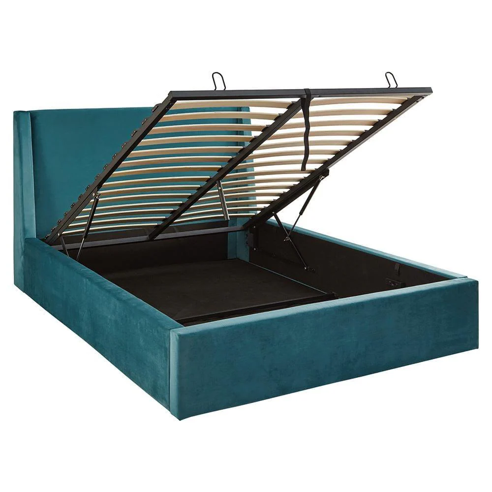 Outlet - Otto King Size Ottoman Bed - Teal Blue - Image 7