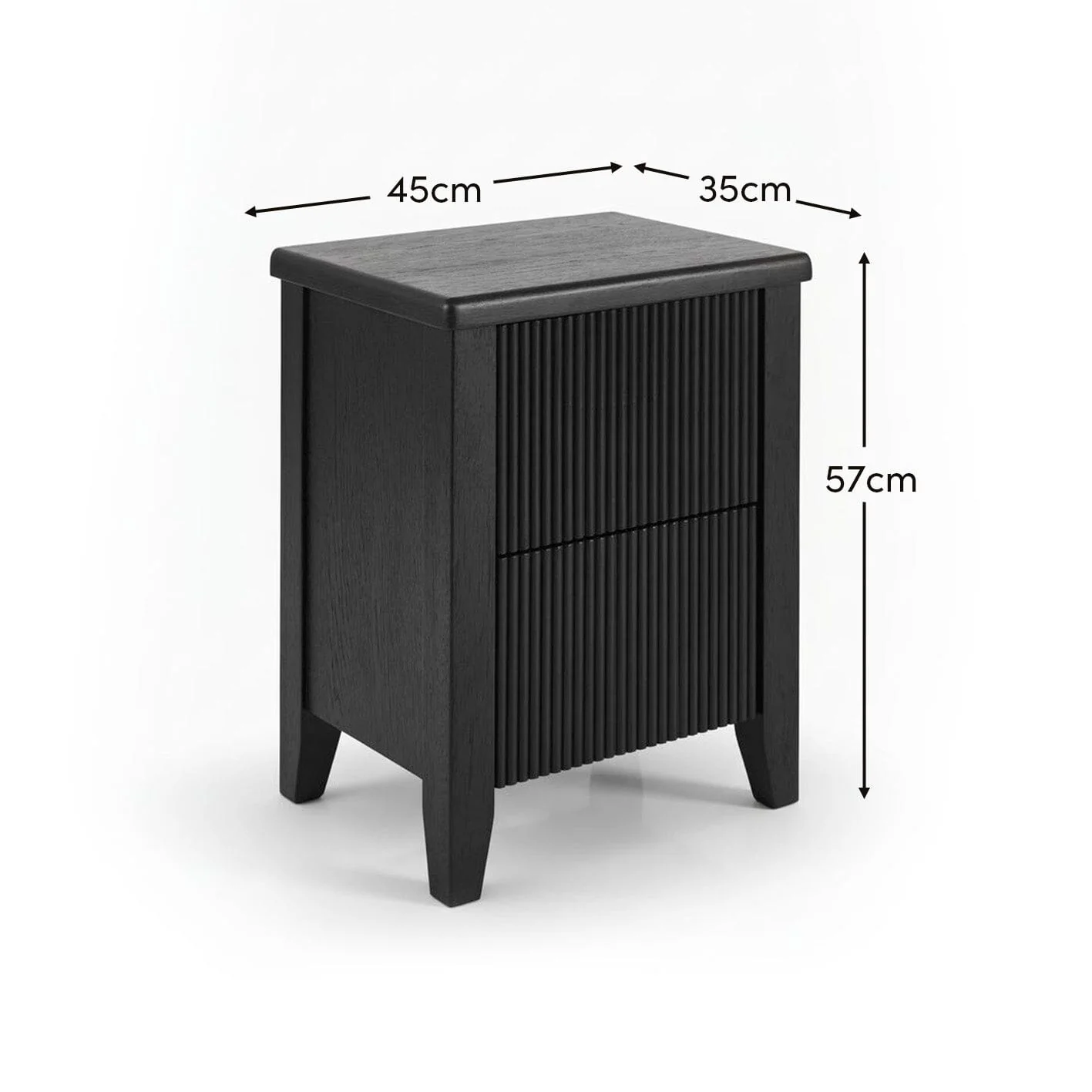 Outlet - Raleigh Black 2 Drawer Bedside Table - Image 7