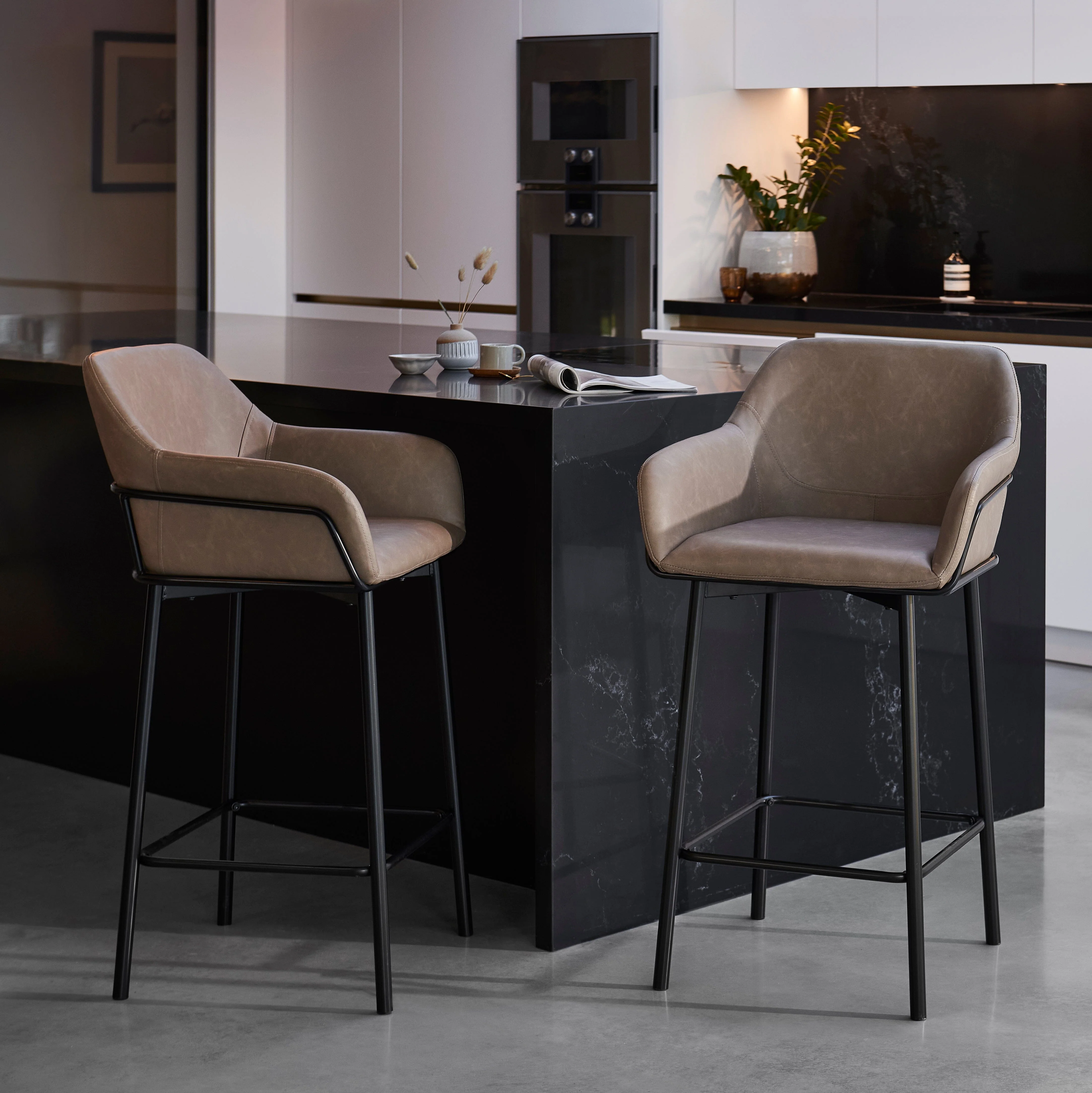 Outlet - Reagan Almond Brown Bar Stool - Metal Legs - Image 5