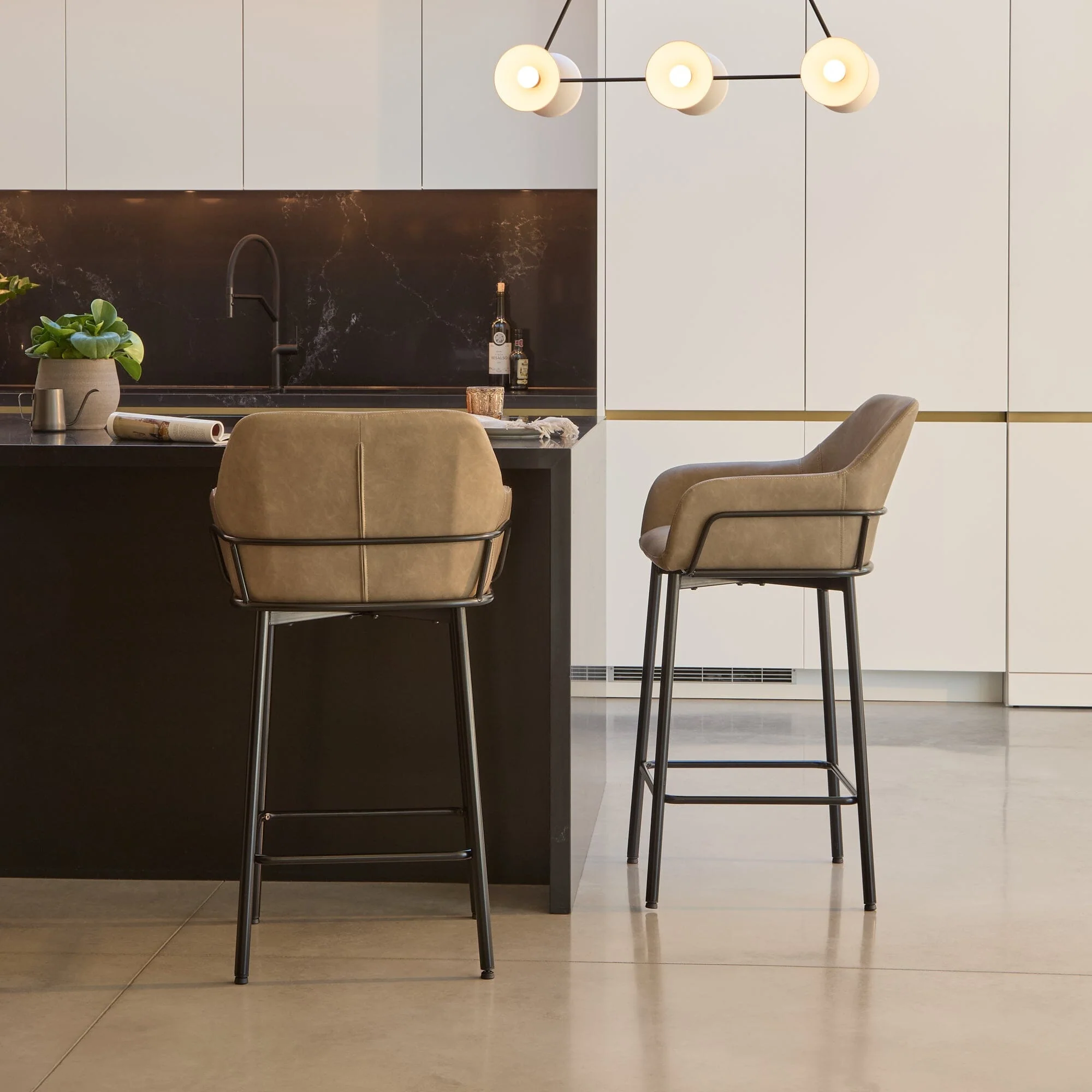 Outlet - Reagan Almond Brown Bar Stool - Metal Legs - Image 6