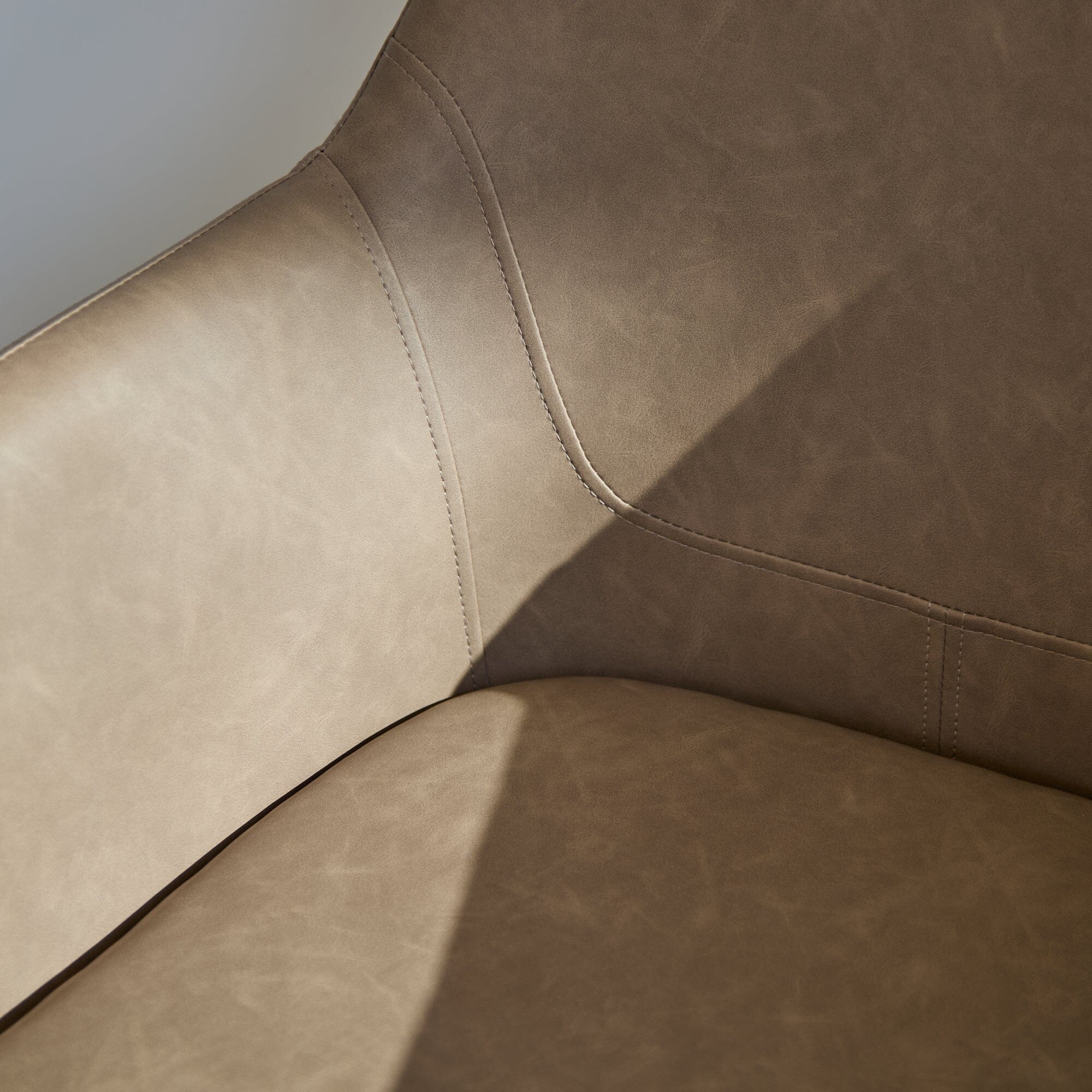 Reagan Almond Brown Vegan Leather Carver Chairs  - Set of 2 - Black Metal Legs - Image 3