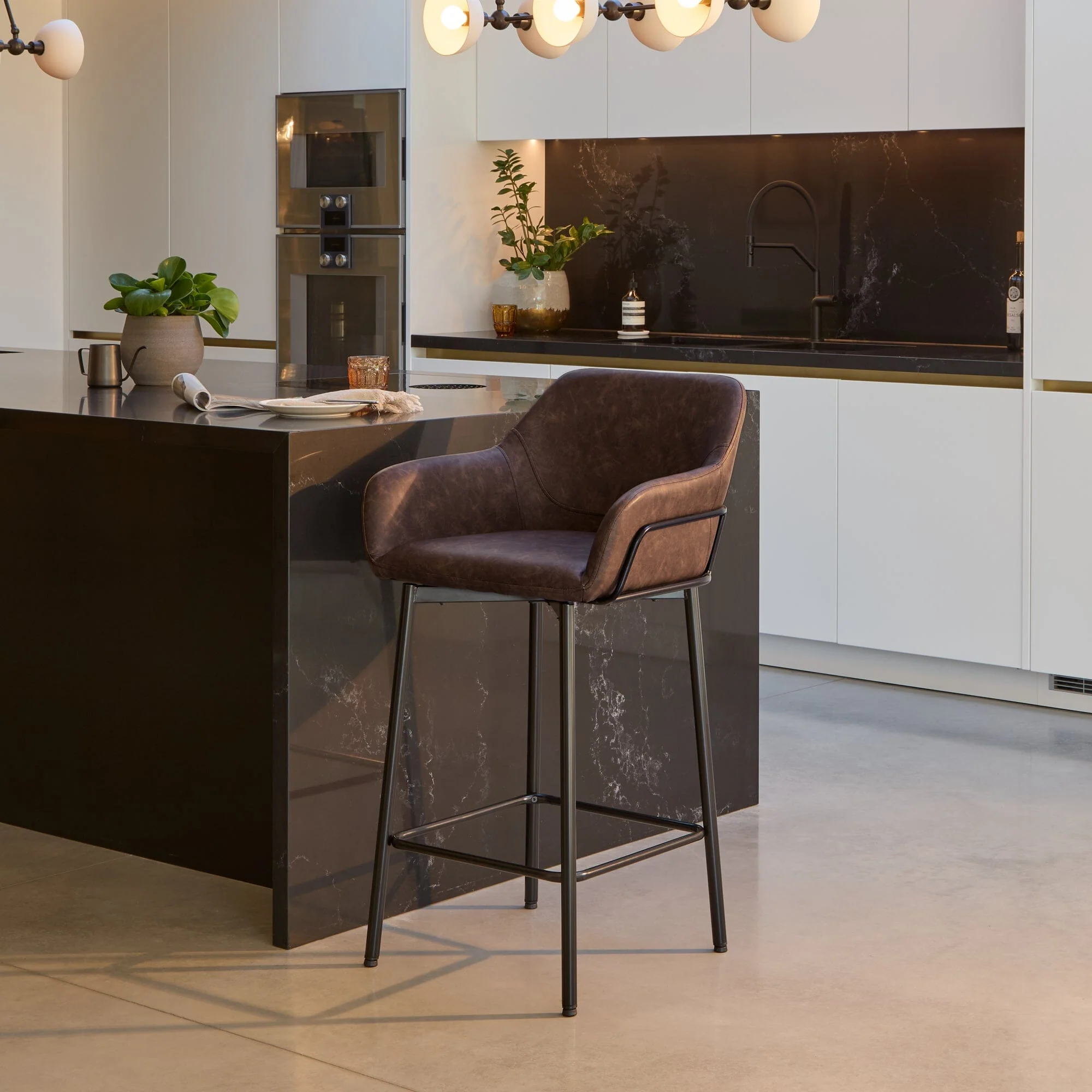 Reagan Saddle Brown Bar Stool - Metal Legs