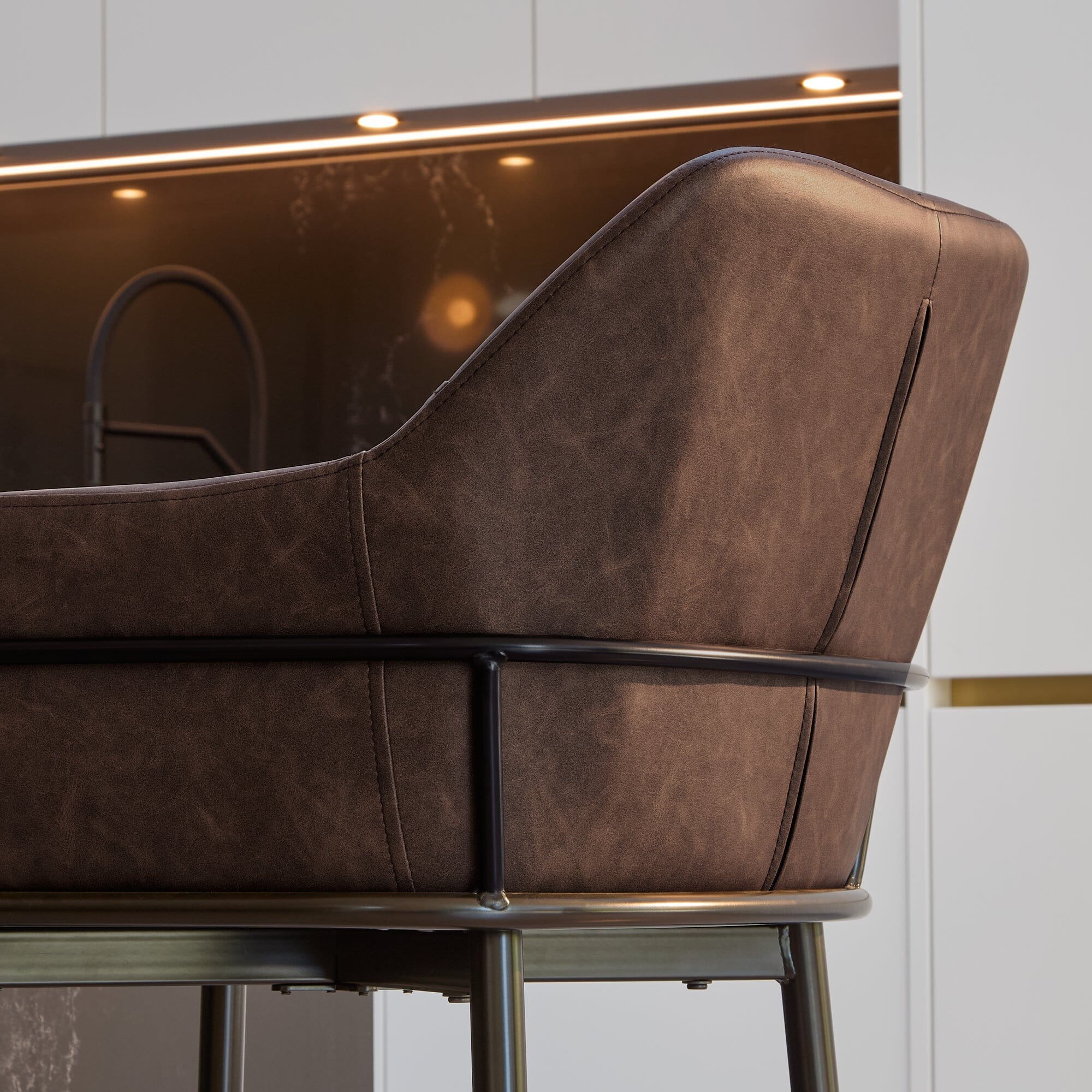 Reagan Saddle Brown Bar Stool - Metal Legs - Image 6