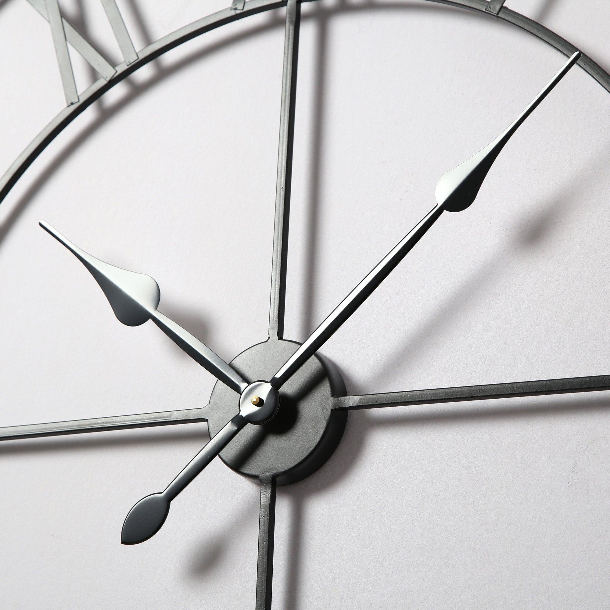 Outlet - Riseley 100cm Metal Skeleton Wall Clock - Black - Image 3