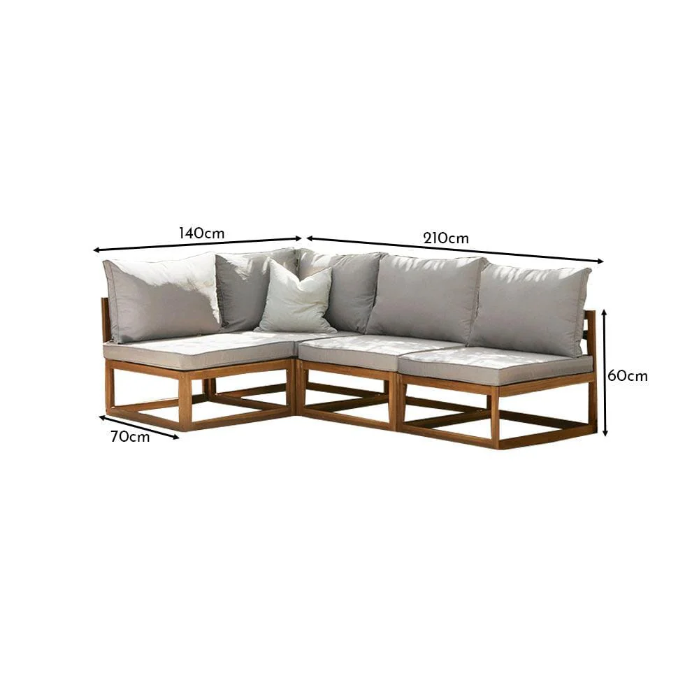 Rowan 4 Seater Wooden Garden Corner Sofa - Natural - Image 6