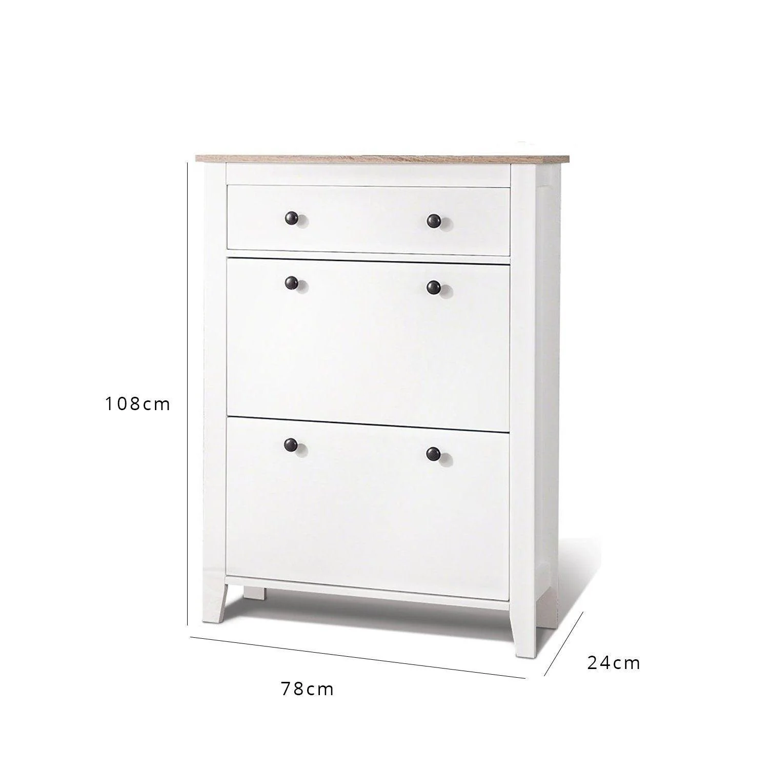 Outlet – Sandhurst shoe cabinet - 3 door - white & oak effect - Image 4