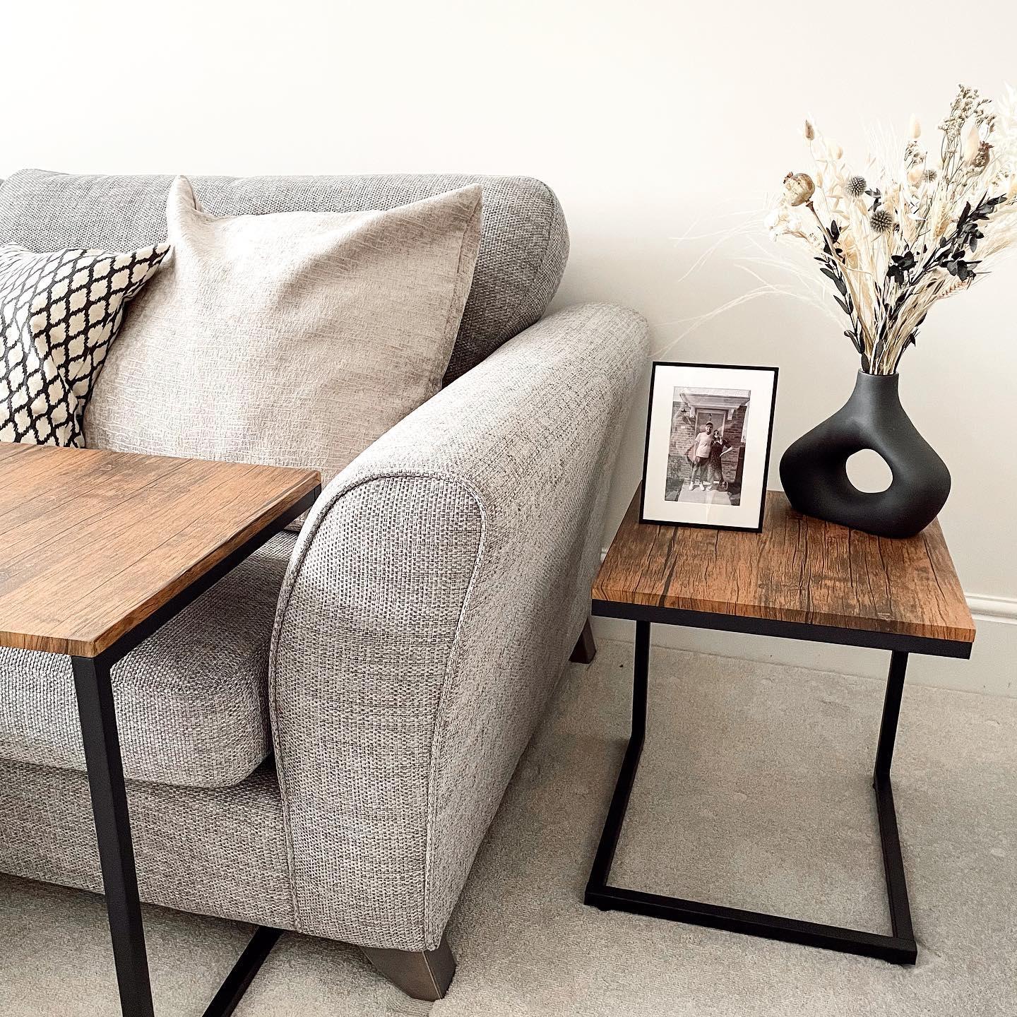 Outlet - Sheffield industrial nest of tables - wood effect & metal - Image 2
