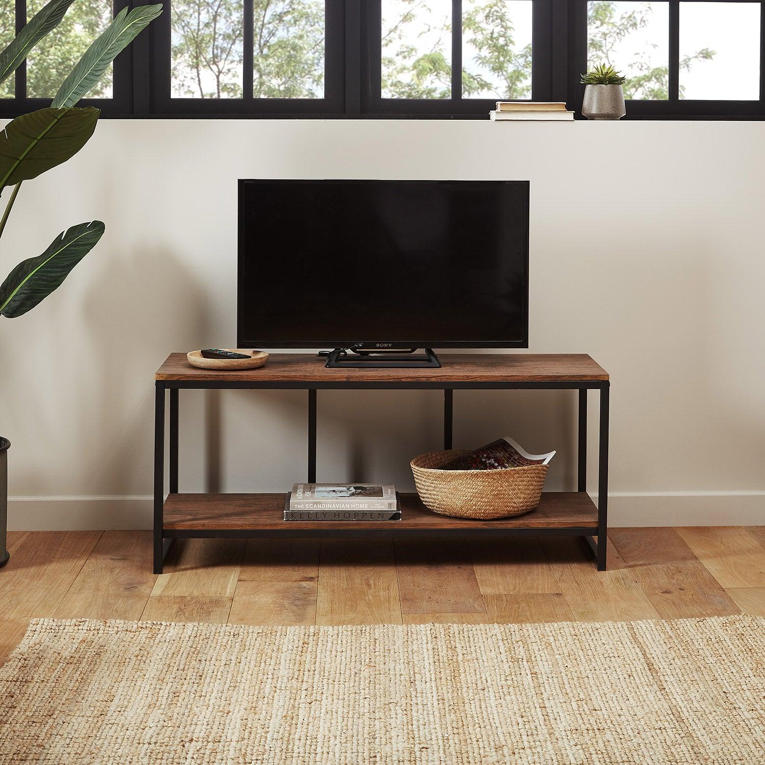 Outlet - Sheffield industrial TV stand - wood effect & metal frame - Image 3