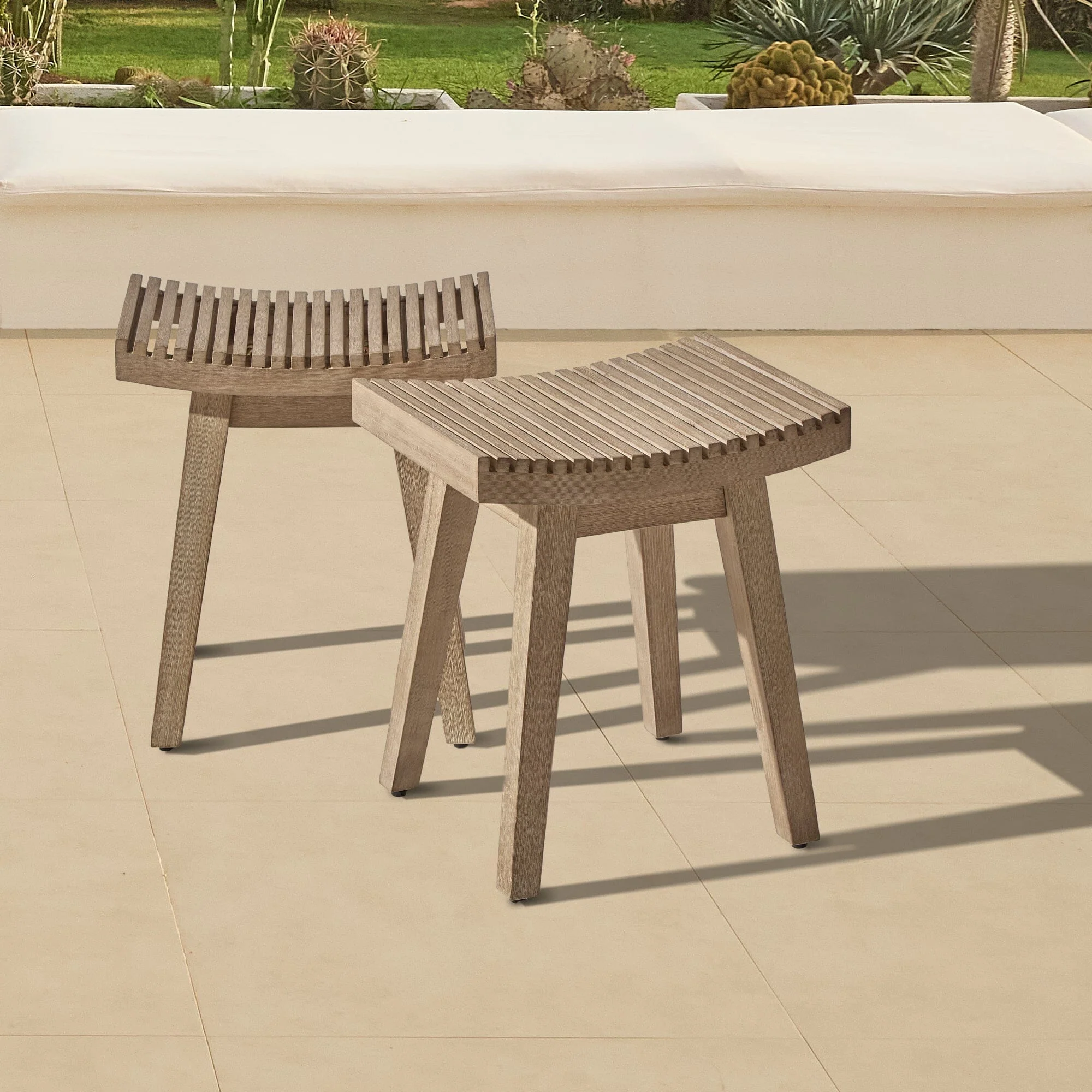 Outlet - Shiro Wooden Garden Stool - 40cm - Image 2