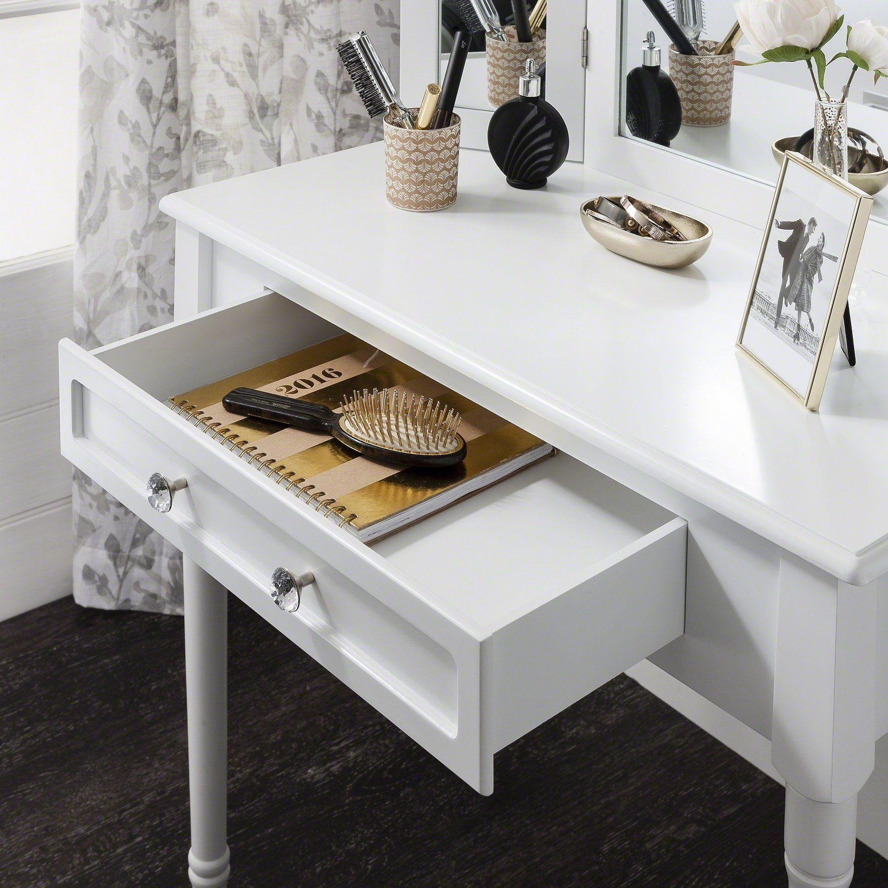 Outlet – Sienna Dressing Table, Stool & Mirror Set - White Painted - Image 3