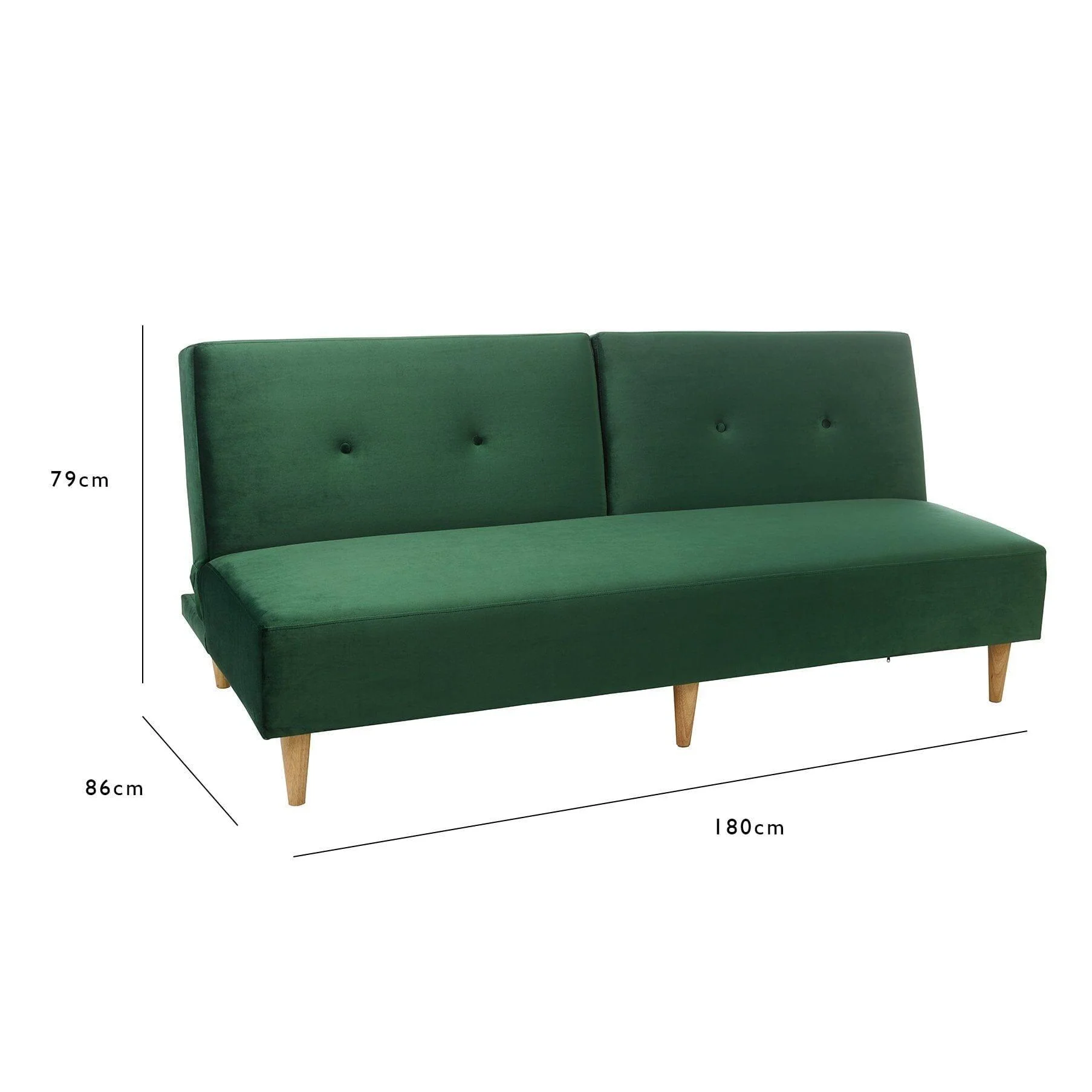 Outlet - Tamsin click clack sofa bed - green velvet - Image 7