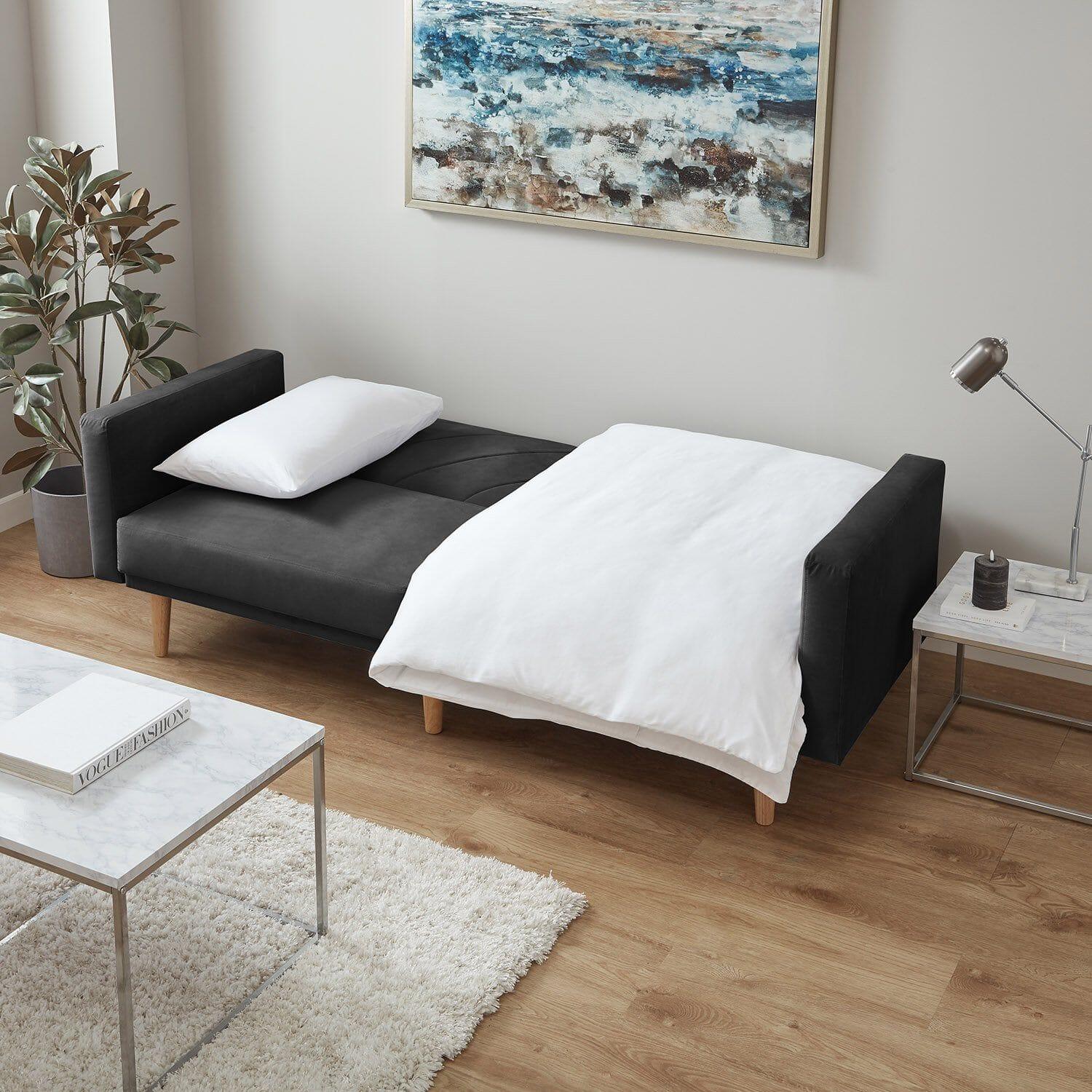 Outlet - Tessa sofa bed - click clack - dark grey velvet - Image 2