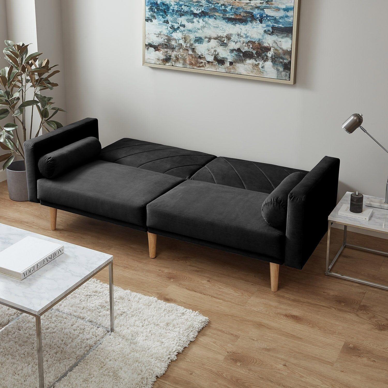 Outlet - Tessa sofa bed - click clack - dark grey velvet - Image 3